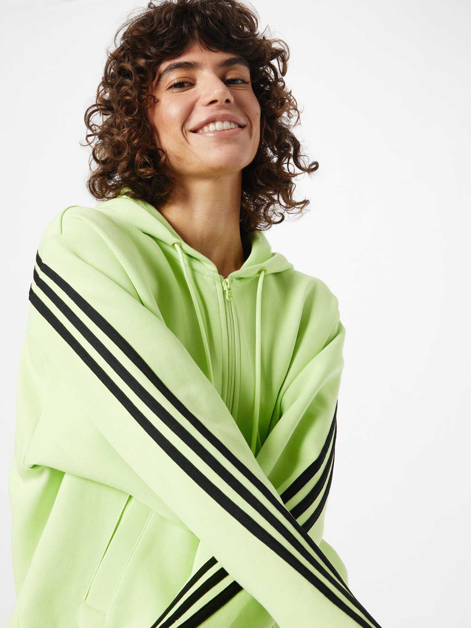 ADIDAS SPORTSWEAR Bluză cu fermoar sport 'Future Icons 3-Stripes ' verde limetă / negru - Pled.ro