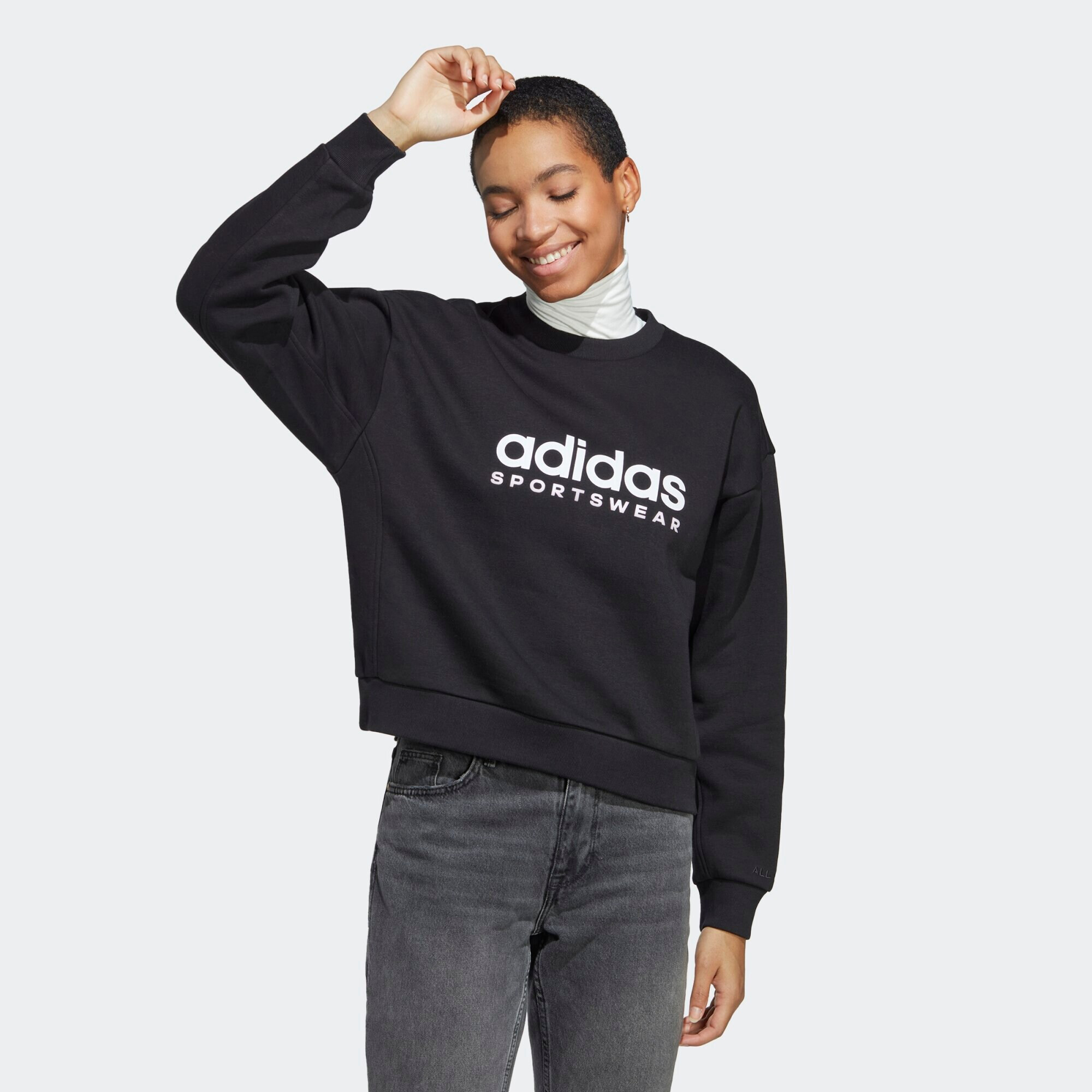 ADIDAS SPORTSWEAR Hanorac sport 'All Szn Fleece Graphic' negru / alb - Pled.ro