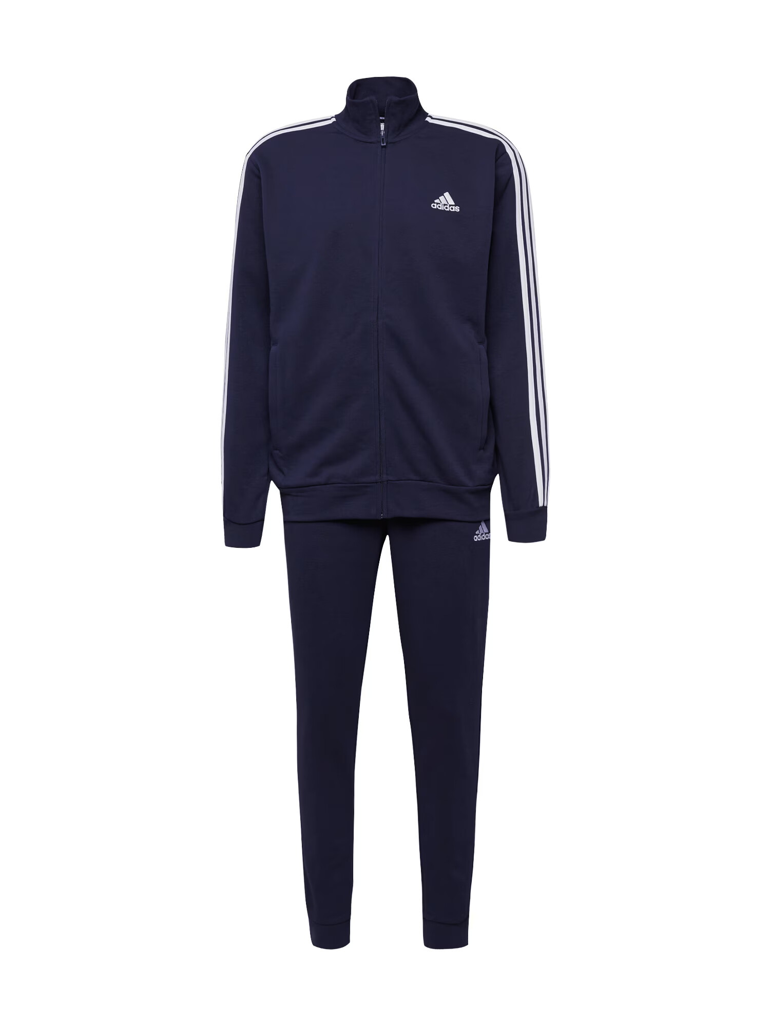 ADIDAS SPORTSWEAR Costum de trening 'Basic 3-Stripes French Terry' albastru noapte / alb - Pled.ro