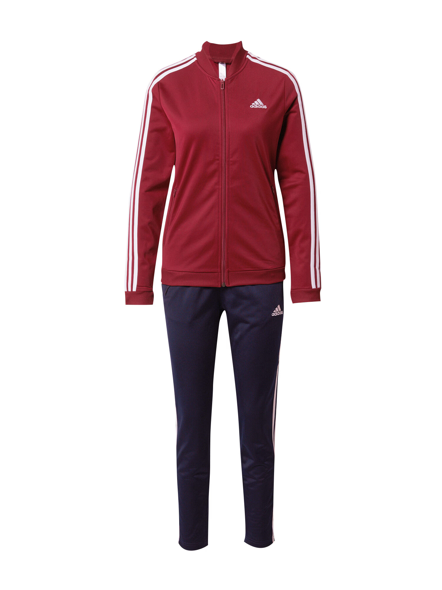 ADIDAS SPORTSWEAR Costum de trening 'Essentials 3-Stripes' bleumarin / roșu burgundy / alb - Pled.ro