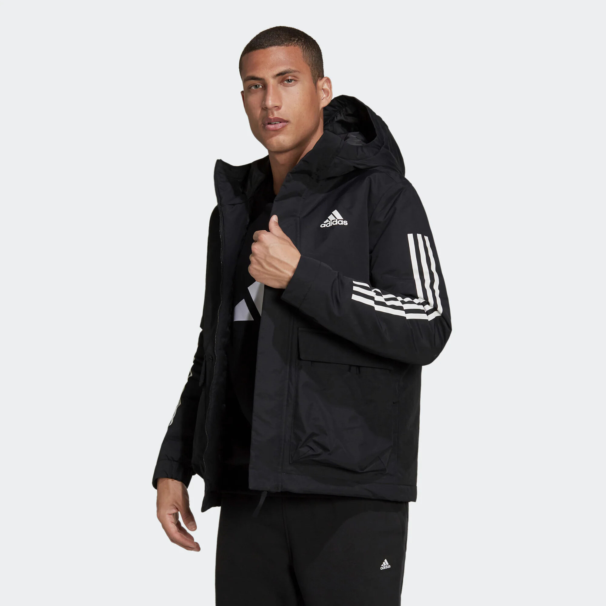 ADIDAS SPORTSWEAR Geacă outdoor 'Utilitas 3-Stripes ' negru / alb - Pled.ro