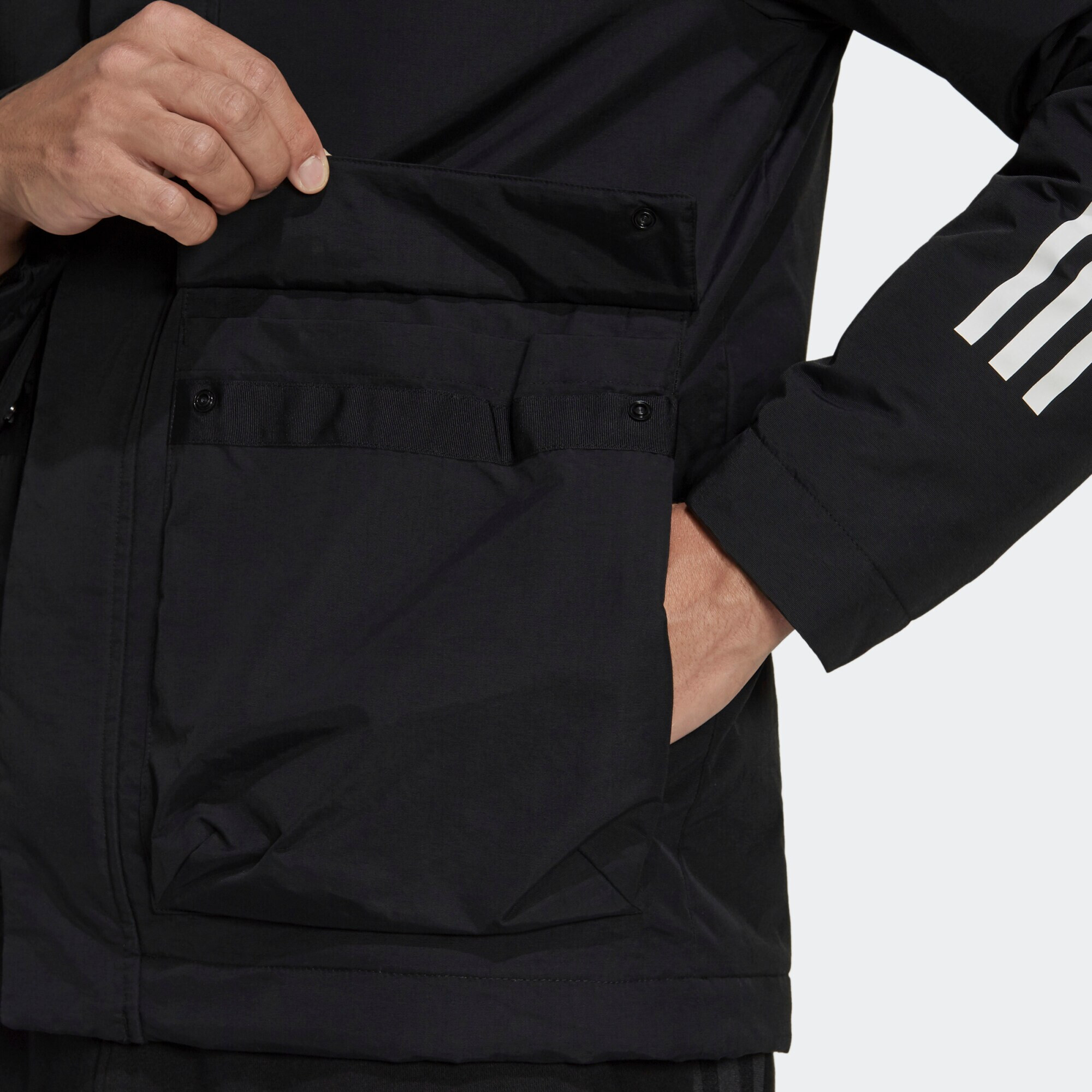 ADIDAS SPORTSWEAR Geacă outdoor 'Utilitas 3-Stripes ' negru / alb - Pled.ro