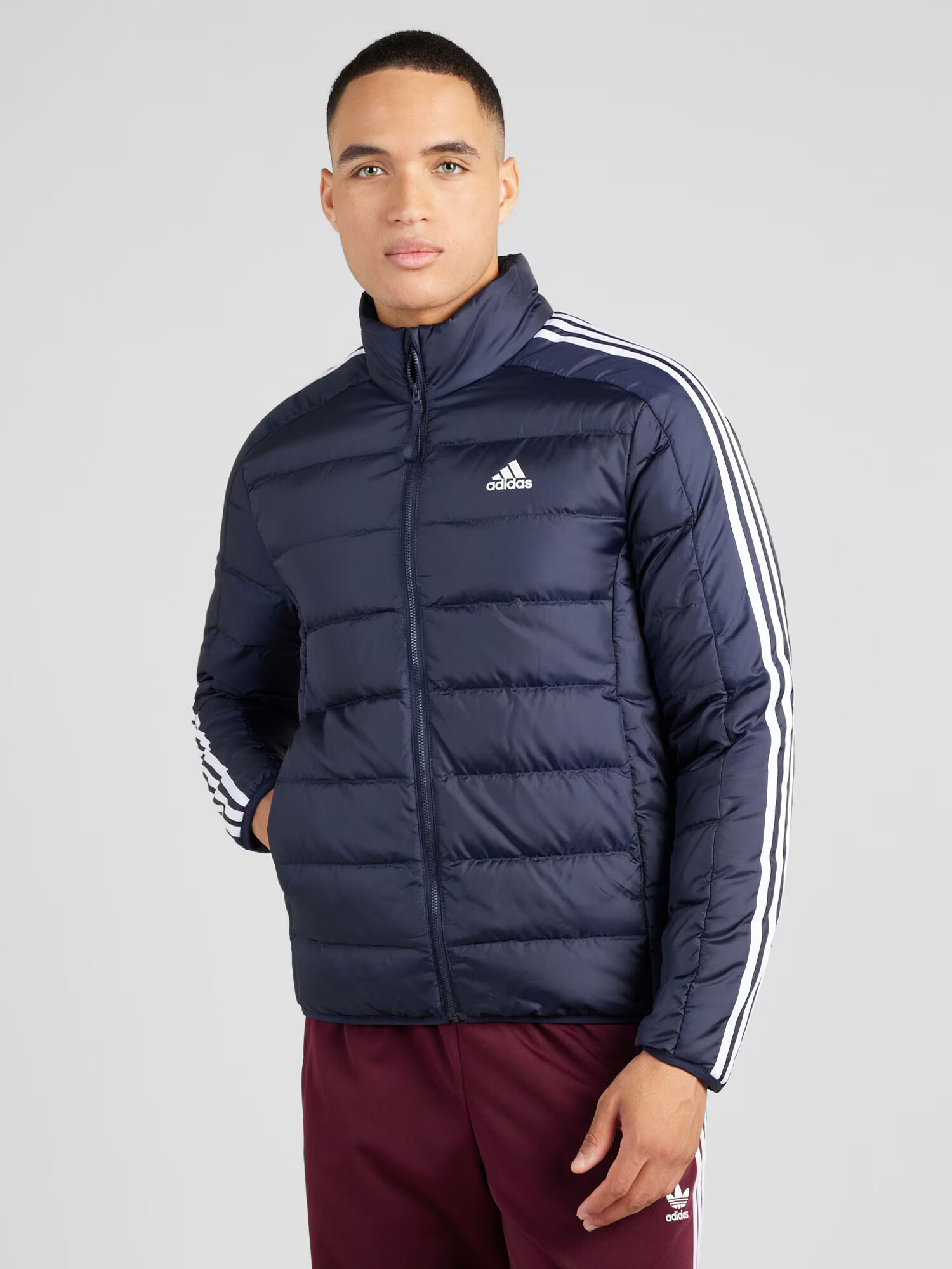 ADIDAS SPORTSWEAR Geacă outdoor 'Essentials 3-Stripes Light Down' albastru închis / alb - Pled.ro