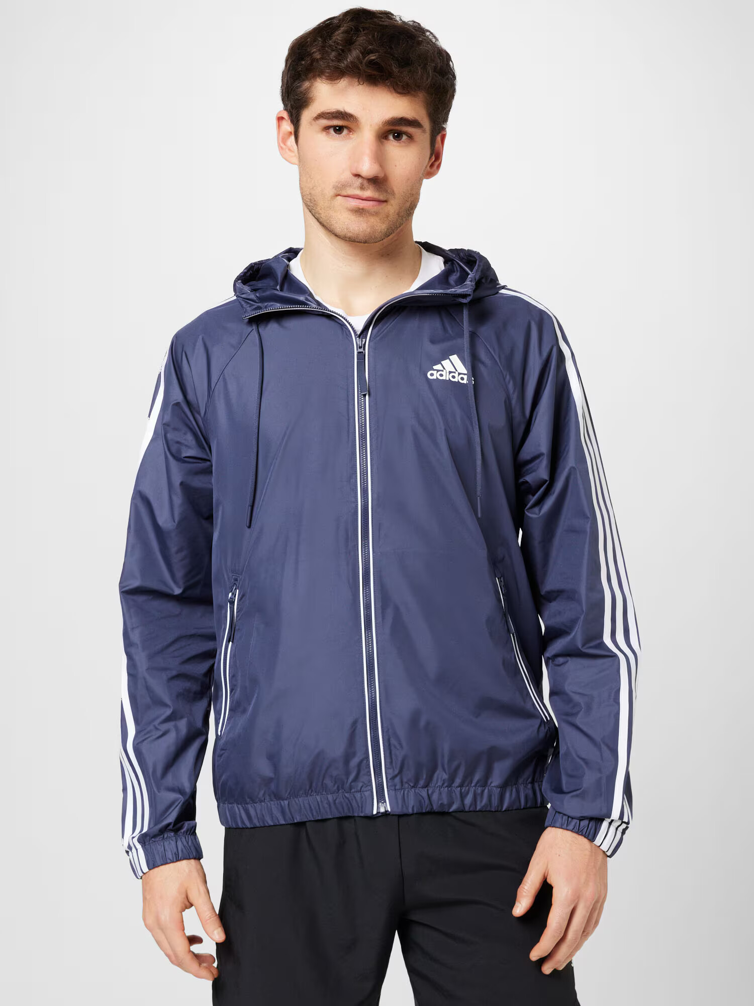 ADIDAS SPORTSWEAR Geacă sport 'Bsc 3-Stripes Wind' bleumarin / alb - Pled.ro