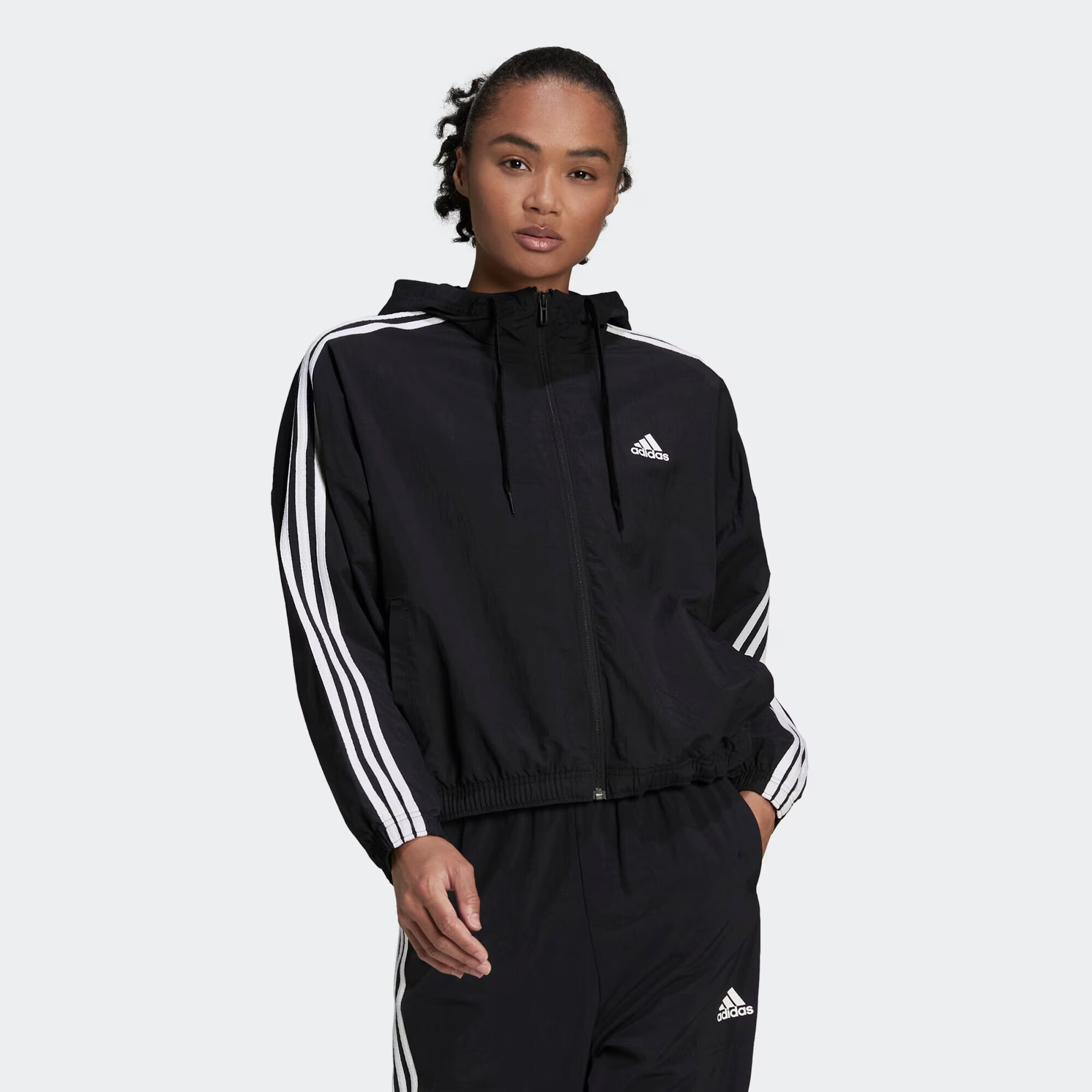 ADIDAS SPORTSWEAR Geacă sport 'Essentials Repeat' negru / alb - Pled.ro