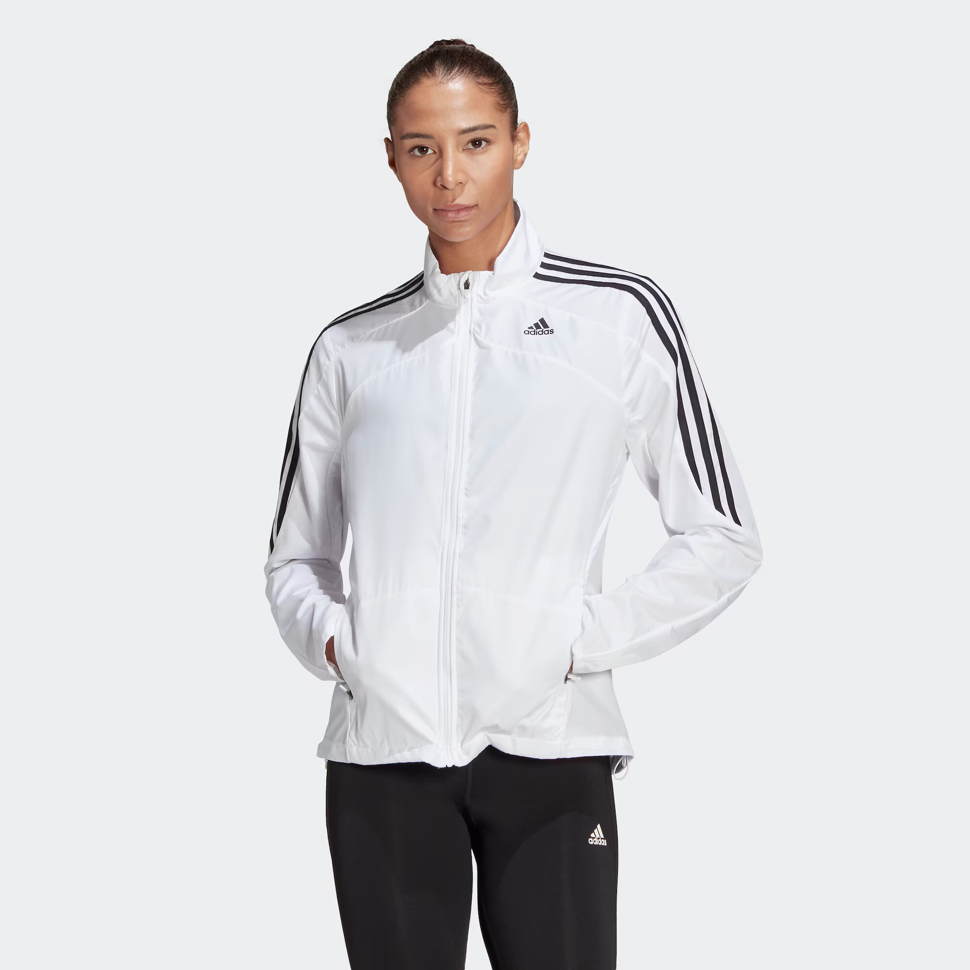 ADIDAS SPORTSWEAR Geacă sport 'Marathon 3-Stripes' negru / alb - Pled.ro