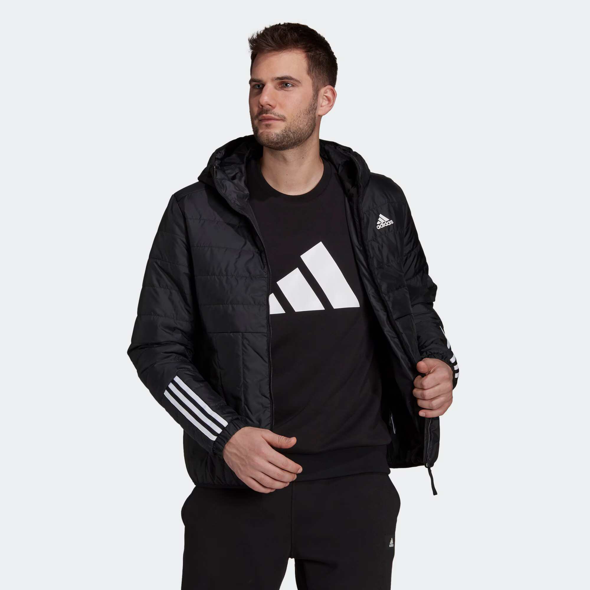 ADIDAS SPORTSWEAR Geacă sport 'Itavic 3-Stripes Light ' negru / alb - Pled.ro