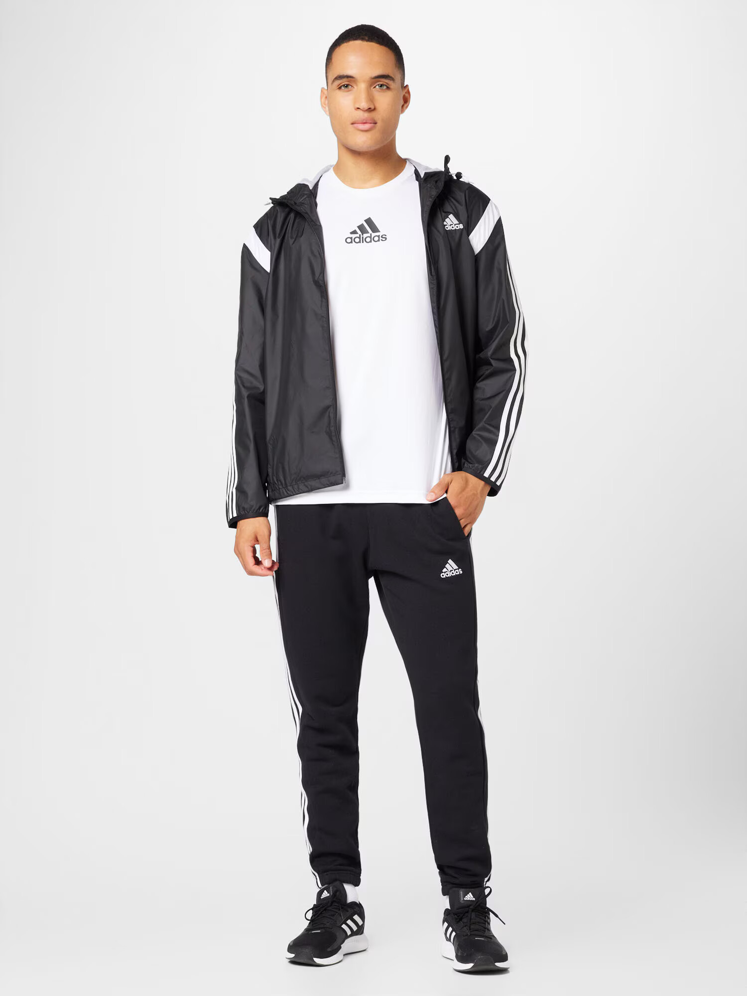 ADIDAS SPORTSWEAR Geacă sport 'Colourblock' negru / alb murdar - Pled.ro