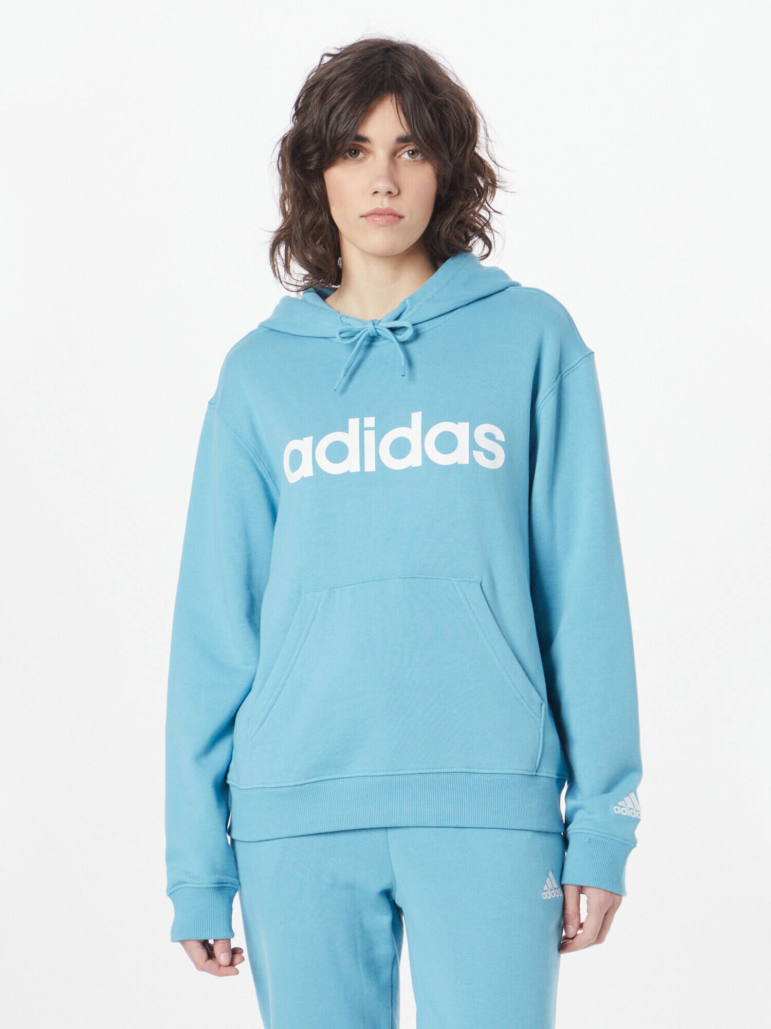 ADIDAS SPORTSWEAR Hanorac sport azuriu / alb - Pled.ro