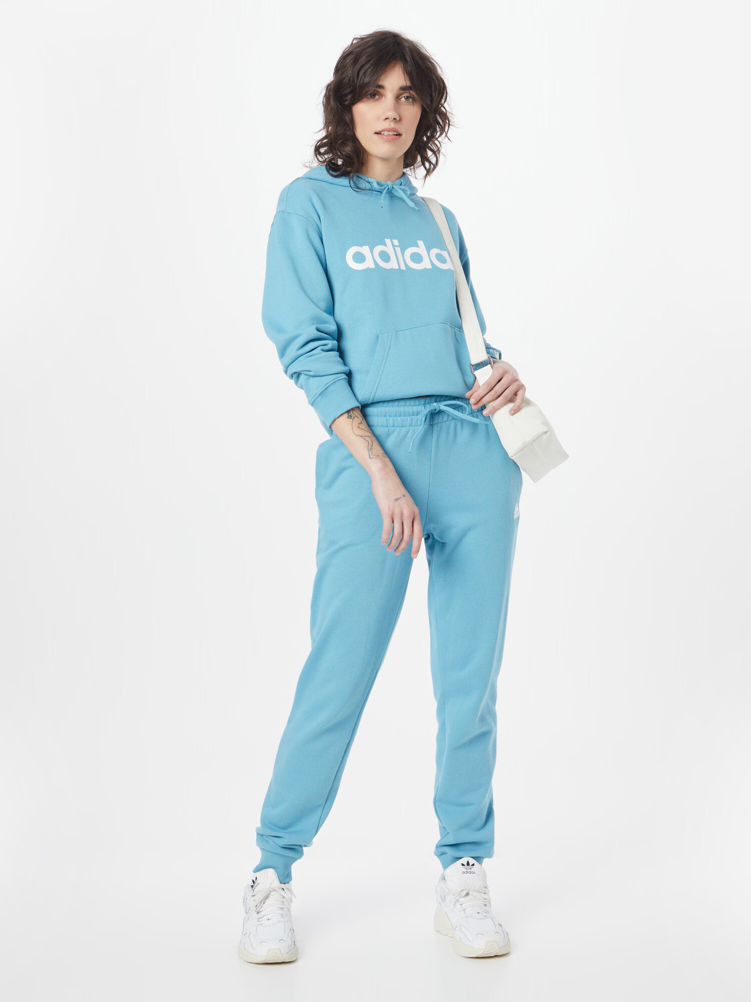 ADIDAS SPORTSWEAR Hanorac sport azuriu / alb - Pled.ro