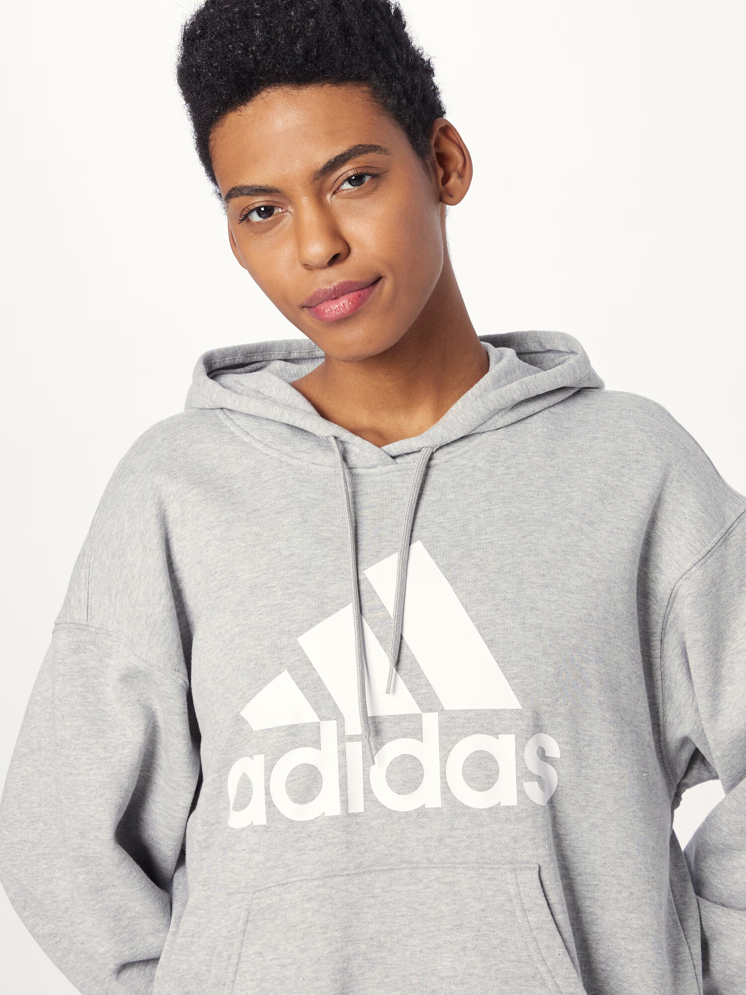 ADIDAS SPORTSWEAR Hanorac sport 'Essentials Big Logo French Terry' gri amestecat / alb - Pled.ro