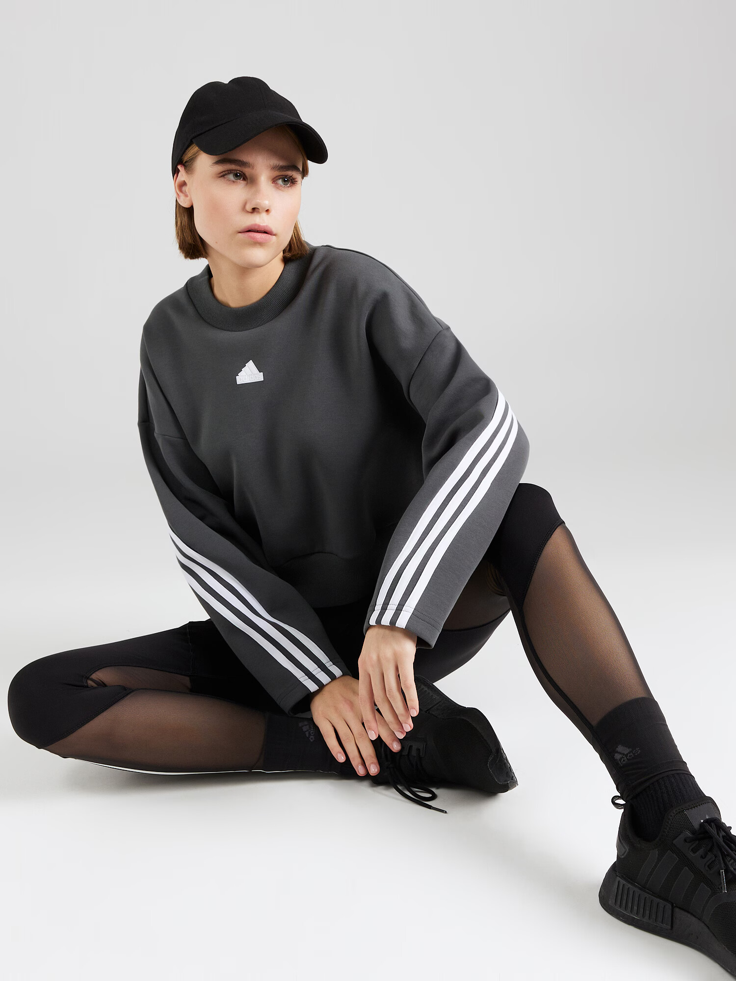 ADIDAS SPORTSWEAR Hanorac sport gri închis / alb - Pled.ro