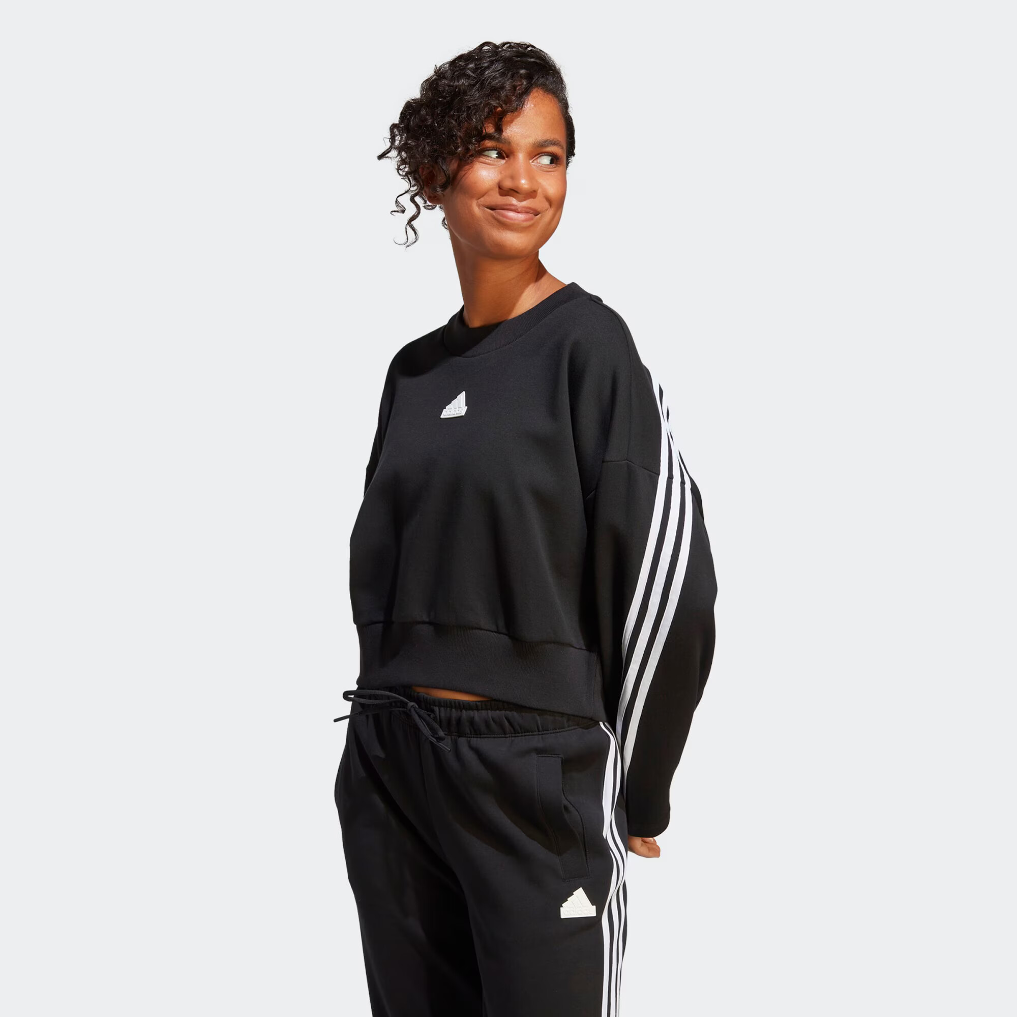 ADIDAS SPORTSWEAR Bluză de molton negru / alb - Pled.ro