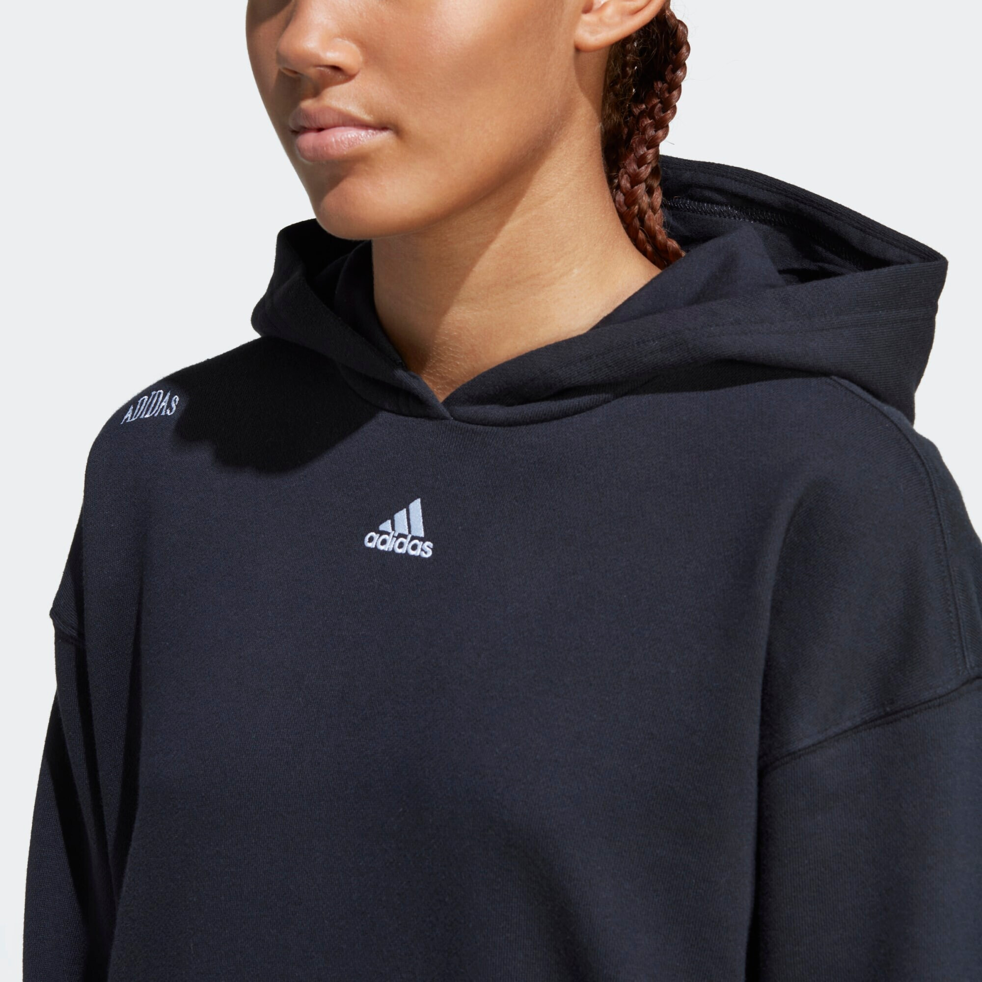 ADIDAS SPORTSWEAR Hanorac sport 'Relaxed With Healing Crystals-Inspired Graphics' negru / alb - Pled.ro