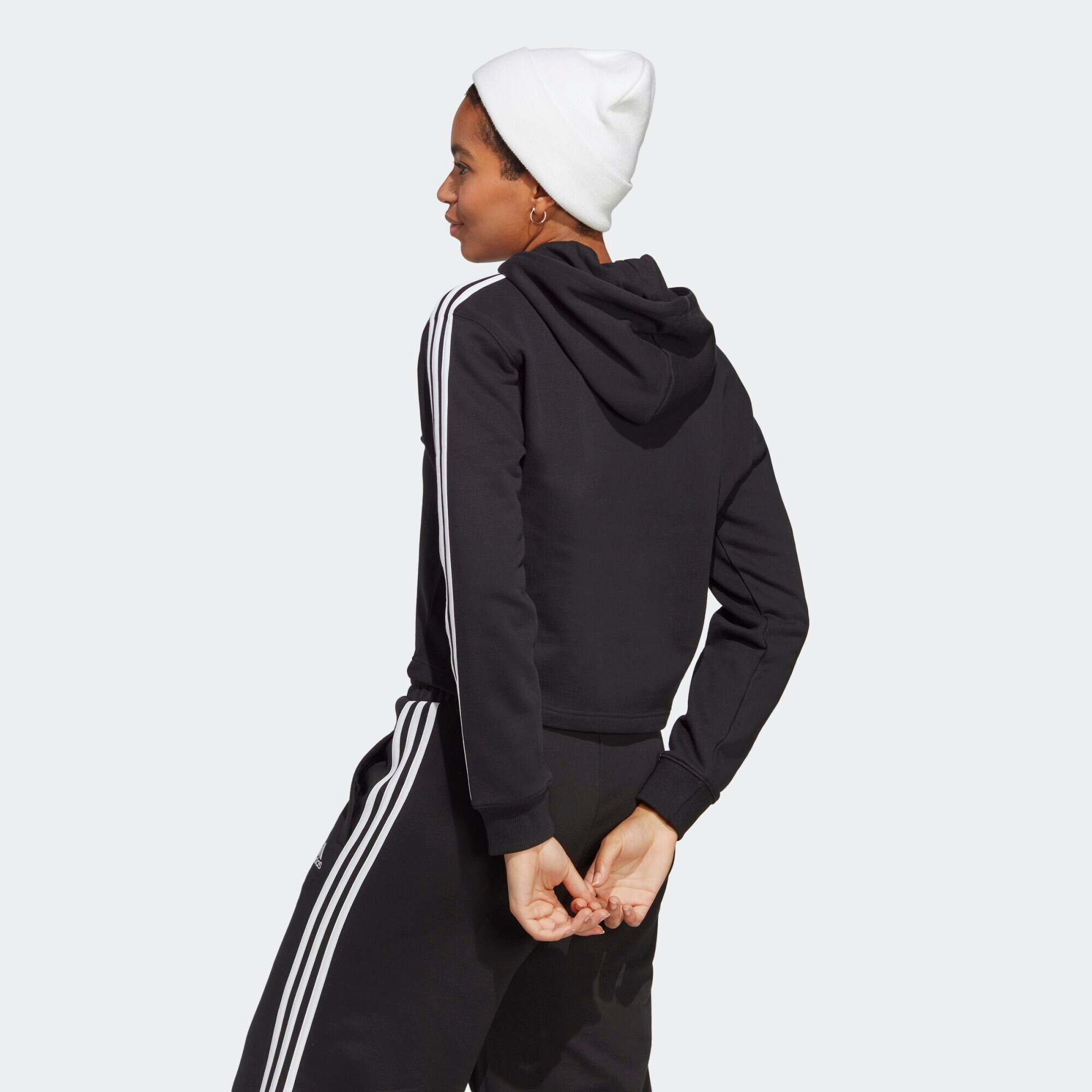 ADIDAS SPORTSWEAR Hanorac sport 'Essentials 3-Stripes French Terry ' negru / alb - Pled.ro