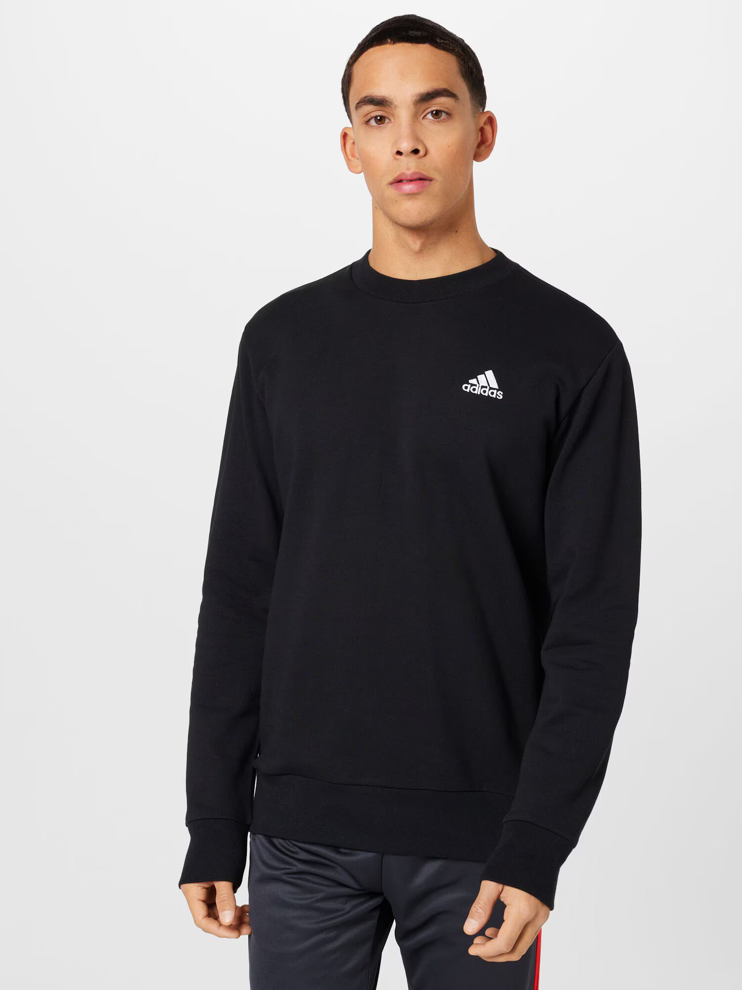 ADIDAS SPORTSWEAR Hanorac sport 'Essentials French Terry Embroidered Small Logo' negru / alb - Pled.ro