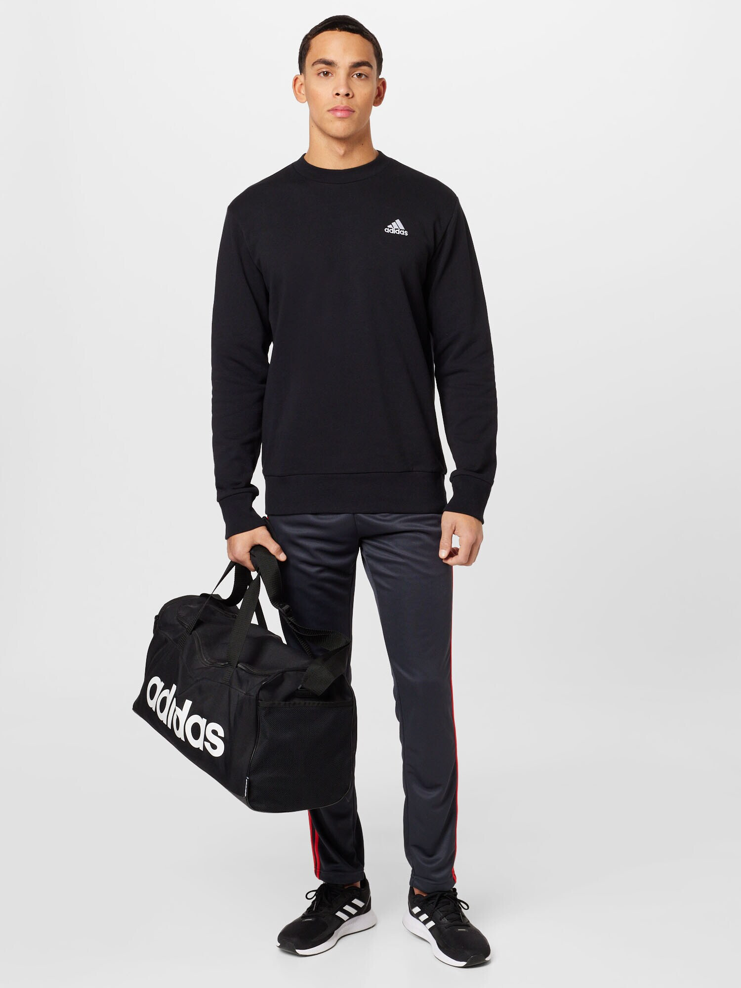 ADIDAS SPORTSWEAR Hanorac sport 'Essentials French Terry Embroidered Small Logo' negru / alb - Pled.ro