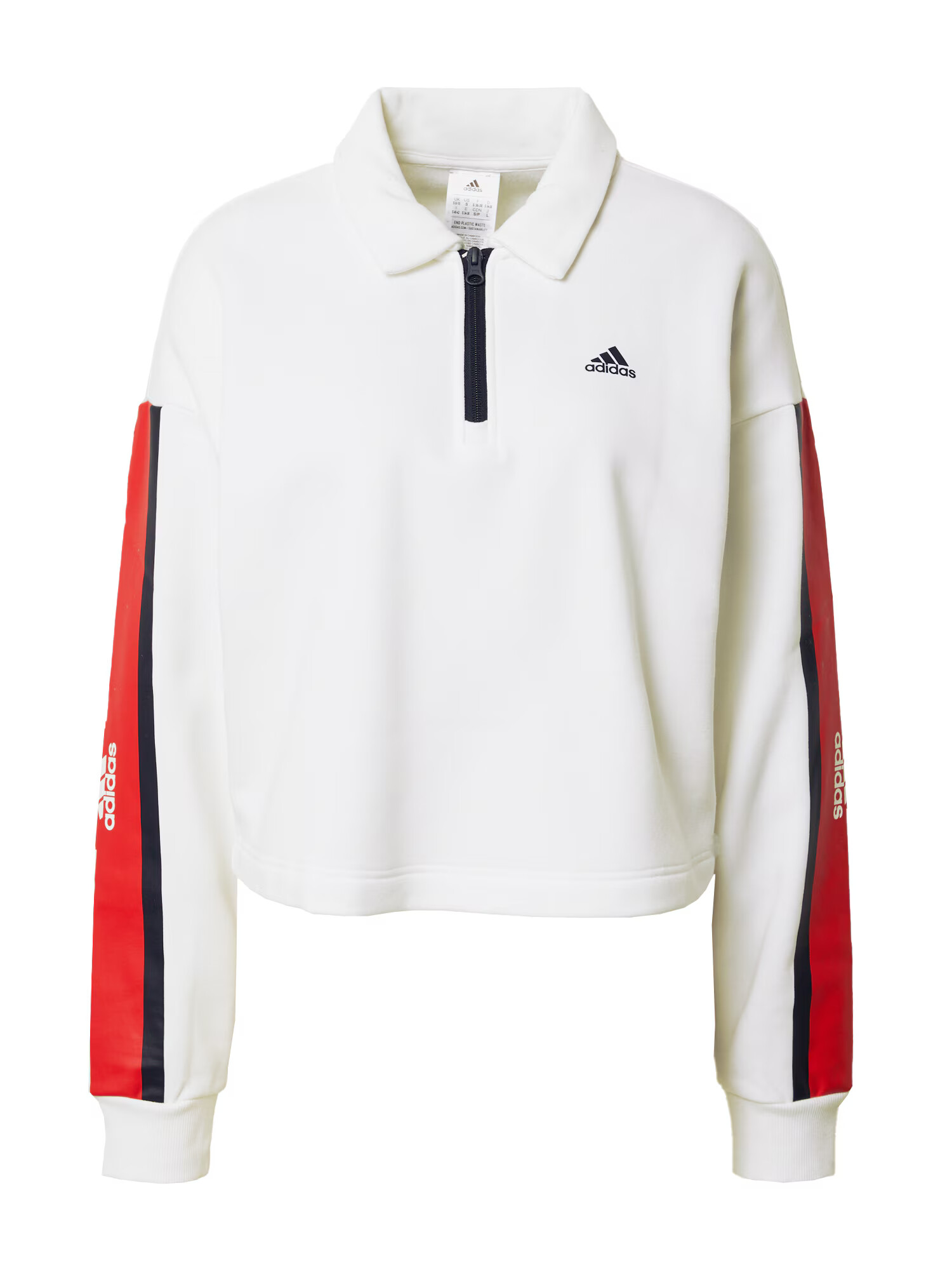 ADIDAS SPORTSWEAR Hanorac sport 'Essentials Pinstripe Block Fleece Rugby' sângeriu / negru / alb - Pled.ro