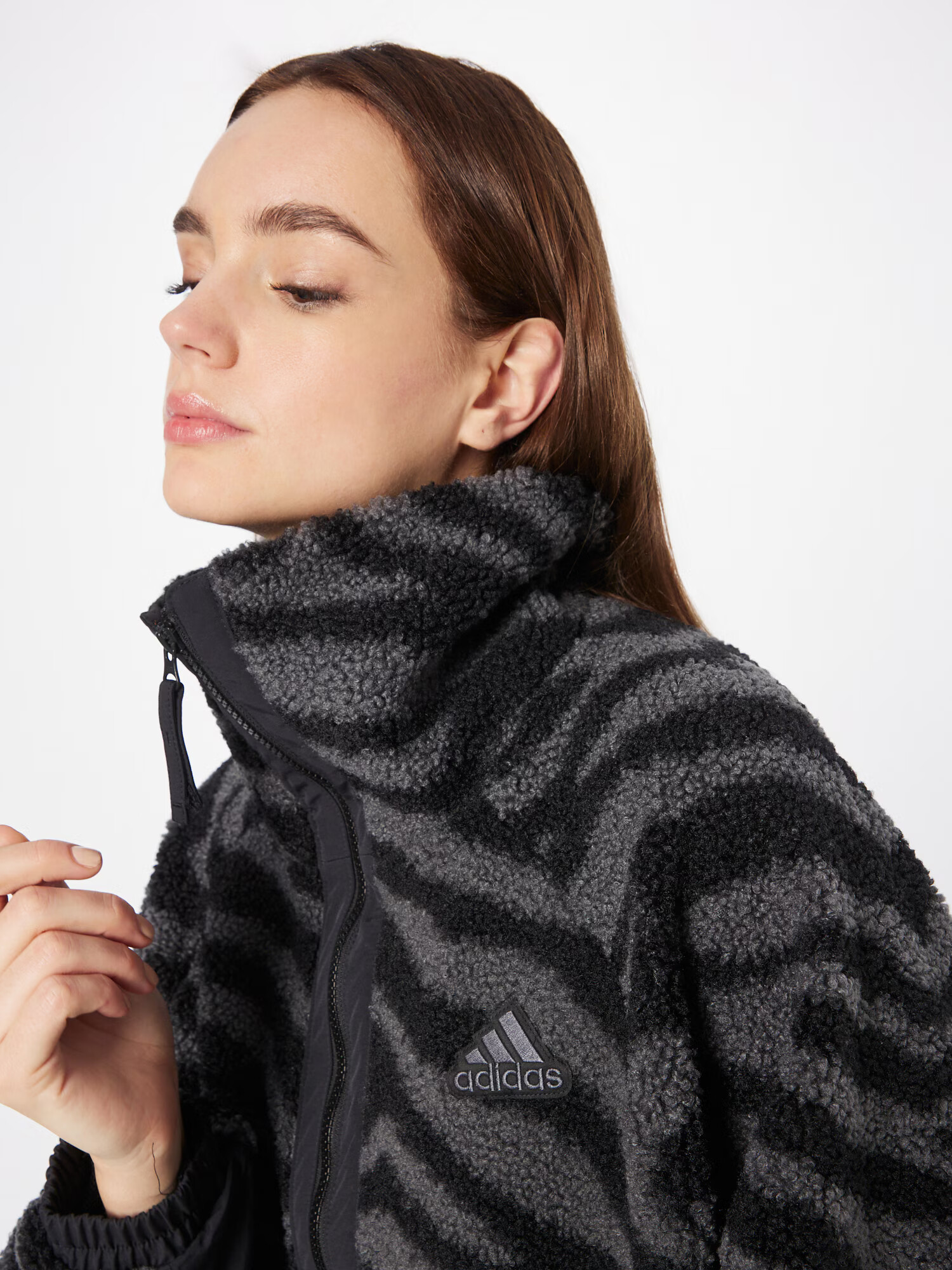 ADIDAS SPORTSWEAR Jachetă fleece funcțională 'Hyperglam Fleece Zebra' gri / negru - Pled.ro