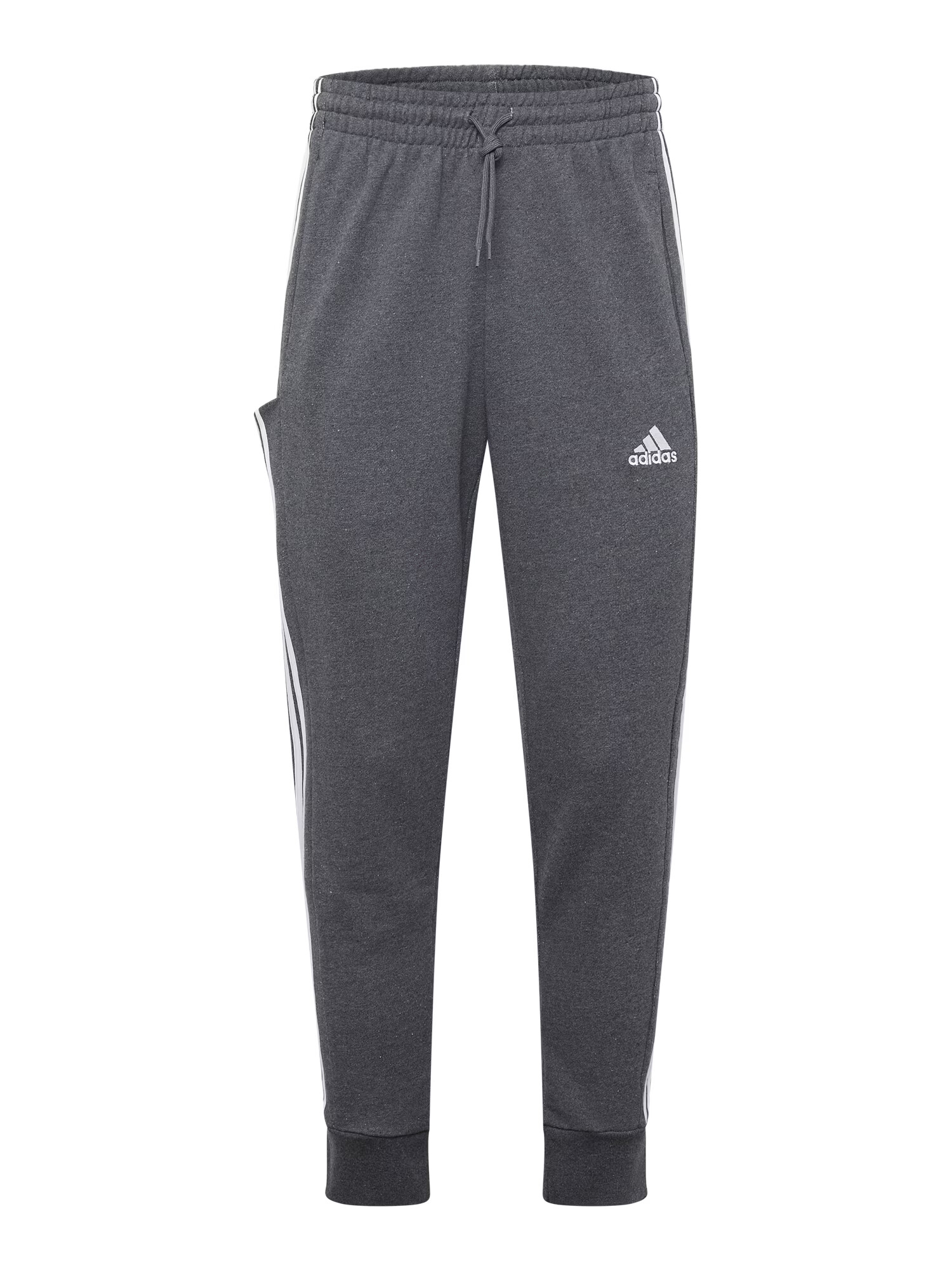 ADIDAS SPORTSWEAR Pantaloni sport 'Essentials French Terry Tapered Cuff 3-Stripes' gri închis / alb - Pled.ro