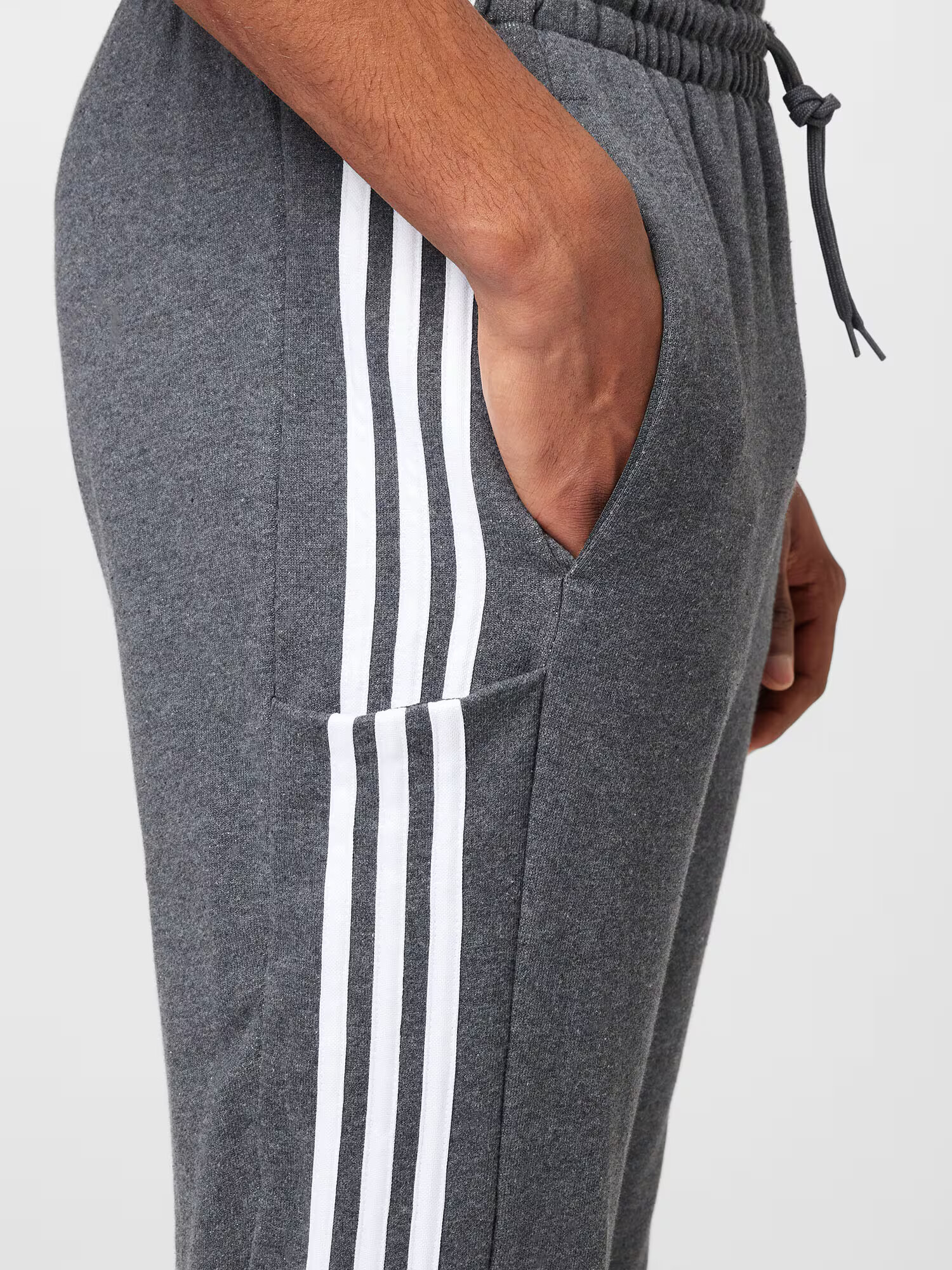 ADIDAS SPORTSWEAR Pantaloni sport 'Essentials French Terry Tapered Cuff 3-Stripes' gri închis / alb - Pled.ro