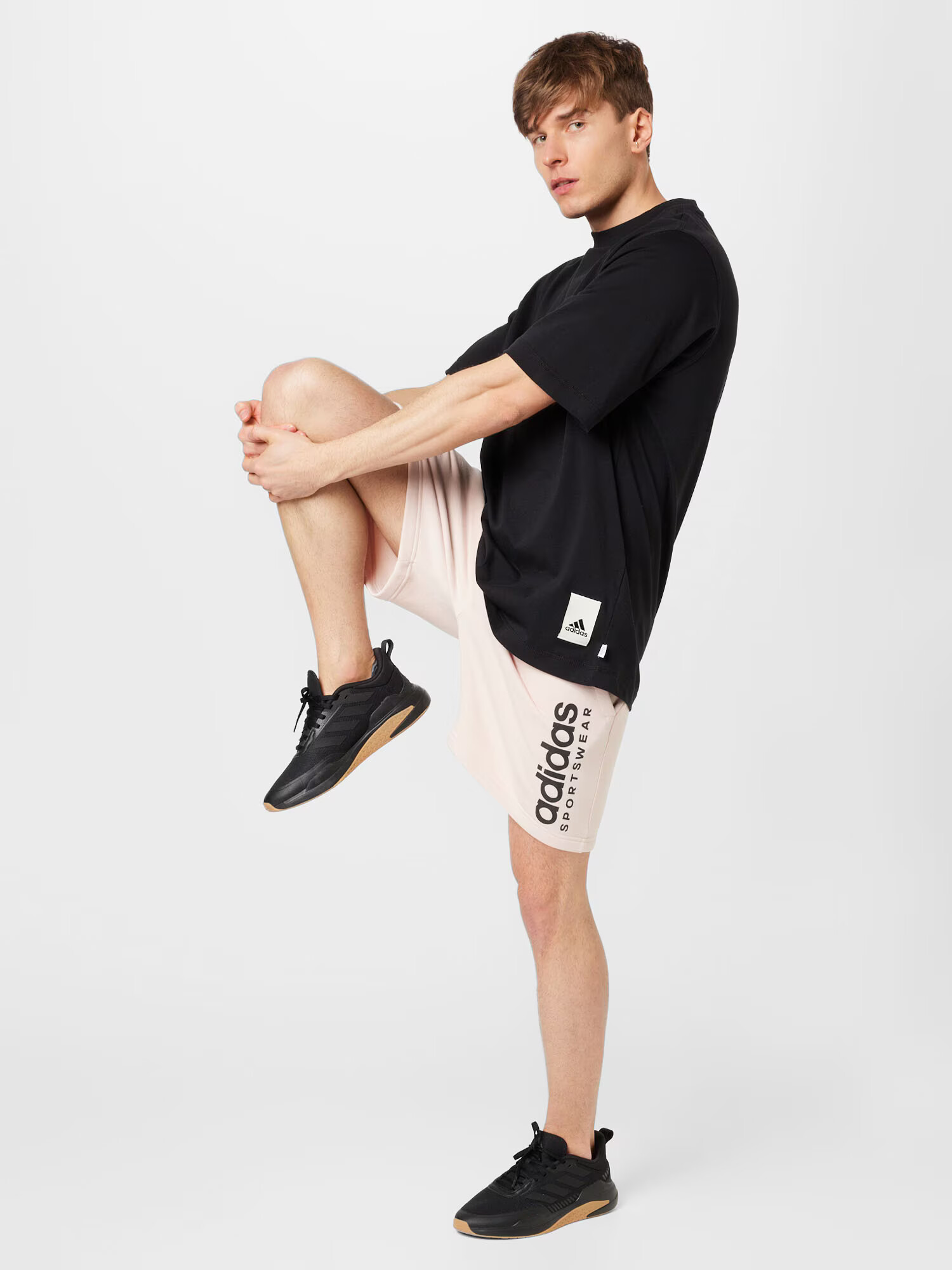 ADIDAS SPORTSWEAR Pantaloni sport 'All Szn Fleece Graphic' roz pastel / negru - Pled.ro