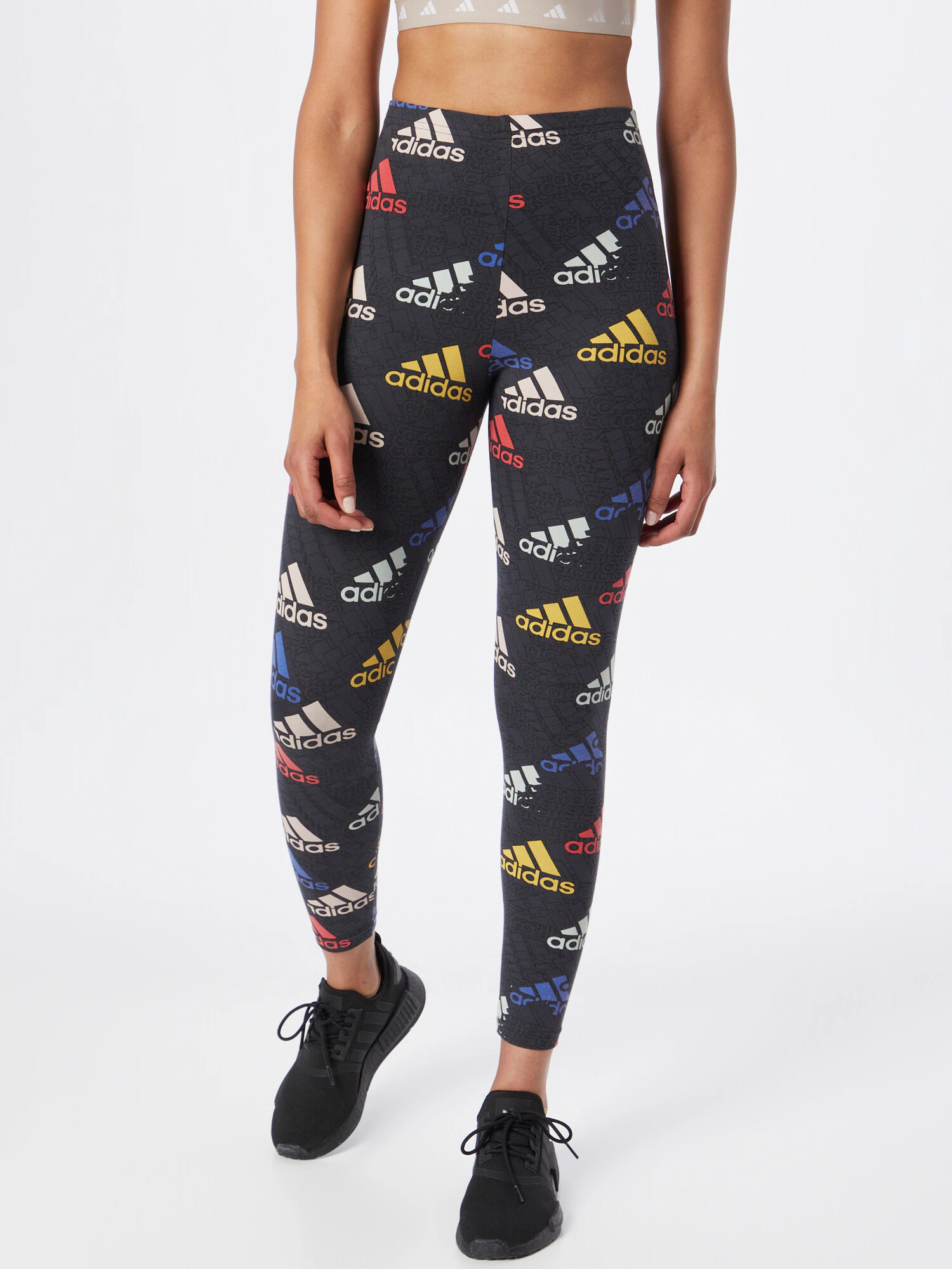 ADIDAS SPORTSWEAR Pantaloni sport 'Essentials Multi-Colored Logo' albastru / galben / gri / roșu / negru / alb - Pled.ro