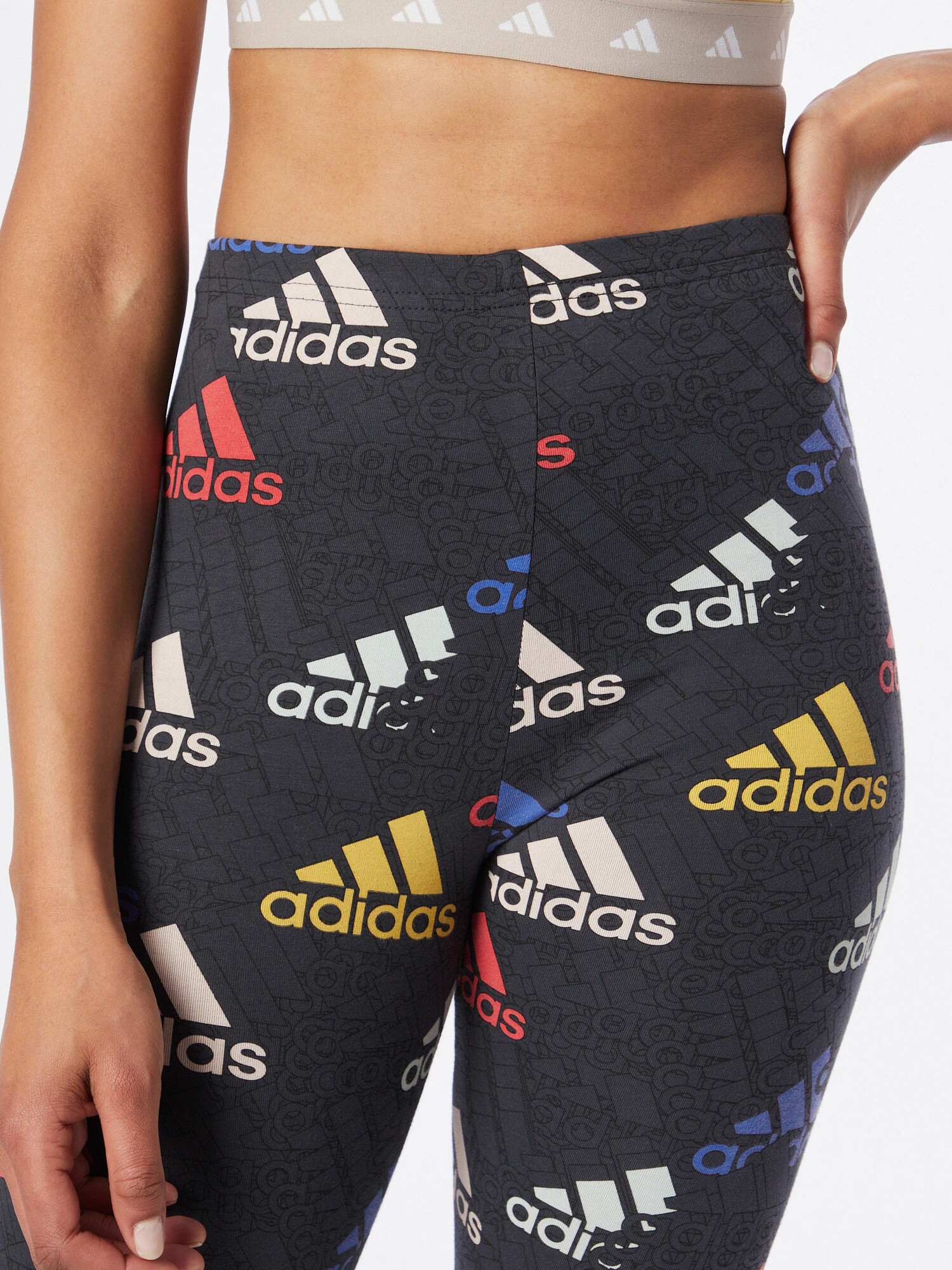 ADIDAS SPORTSWEAR Pantaloni sport 'Essentials Multi-Colored Logo' albastru / galben / gri / roșu / negru / alb - Pled.ro