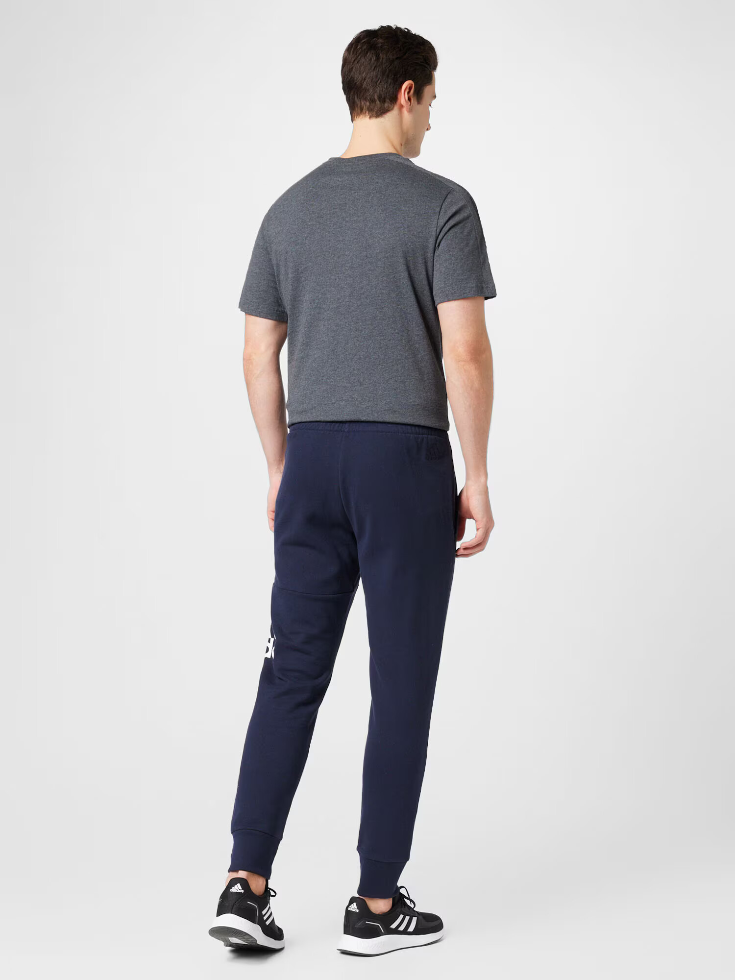 ADIDAS SPORTSWEAR Pantaloni sport 'Essentials French Terry Tapered Cuff Logo' albastru închis / alb - Pled.ro