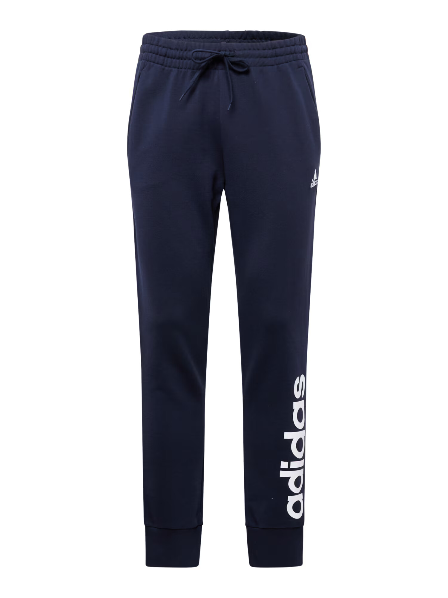 ADIDAS SPORTSWEAR Pantaloni sport 'Essentials French Terry Tapered Cuff Logo' albastru marin / alb - Pled.ro