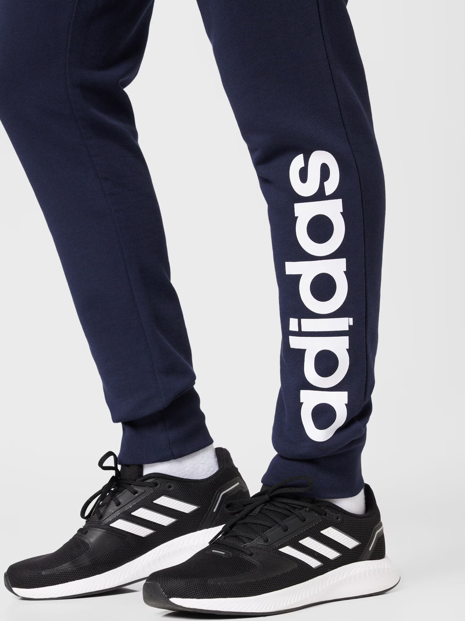 ADIDAS SPORTSWEAR Pantaloni sport 'Essentials French Terry Tapered Cuff Logo' albastru marin / alb - Pled.ro