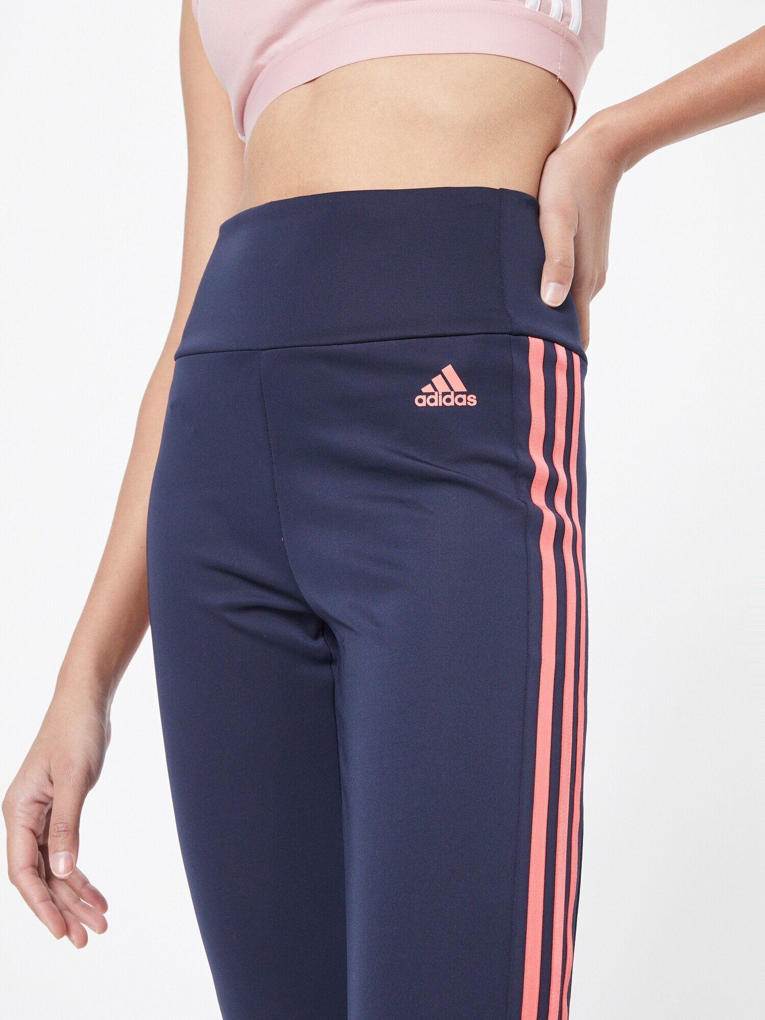 ADIDAS SPORTSWEAR Pantaloni sport 'Designed To Move High-Rise 3-Stripes 3/4' bleumarin / roz - Pled.ro