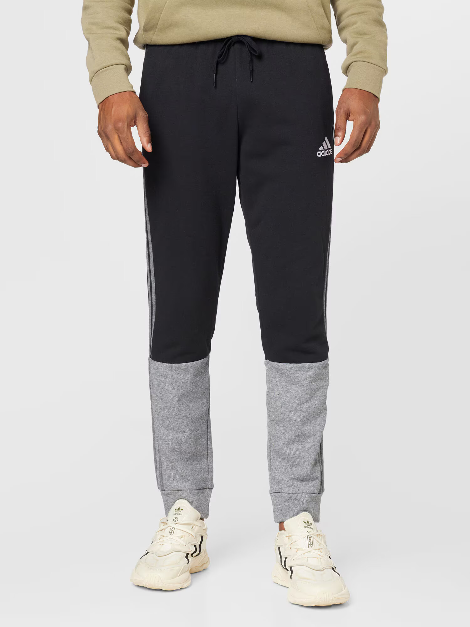 ADIDAS SPORTSWEAR Pantaloni sport 'Essentials Mélange French Terry' gri / negru / alb - Pled.ro