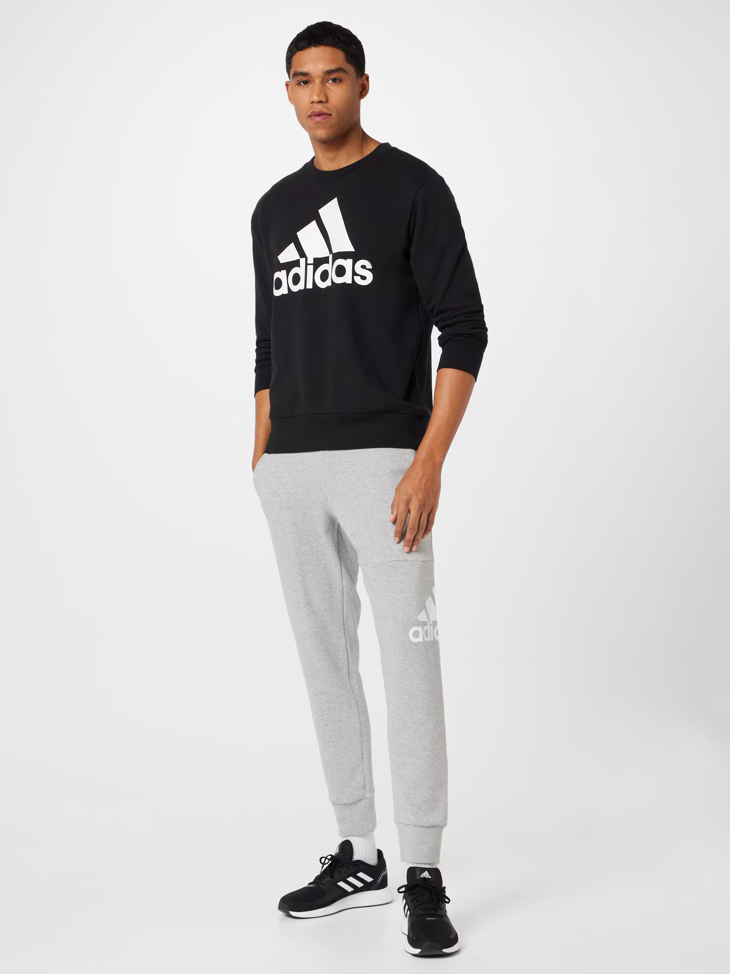 ADIDAS SPORTSWEAR Pantaloni sport 'Essentials' gri amestecat / alb - Pled.ro