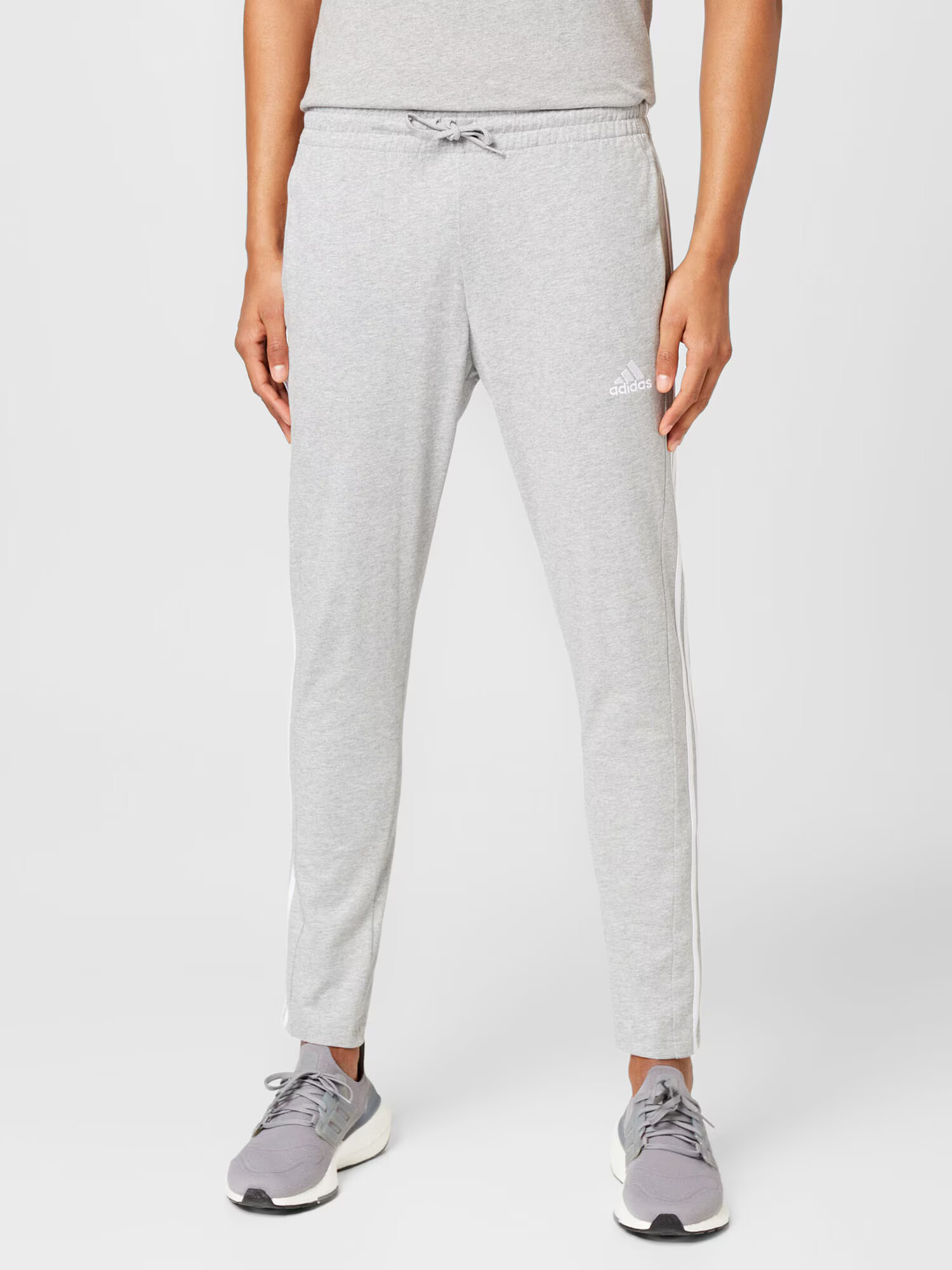 ADIDAS SPORTSWEAR Pantaloni sport 'Essentials Tapered Open Hem 3-Stripes' gri amestecat / alb - Pled.ro