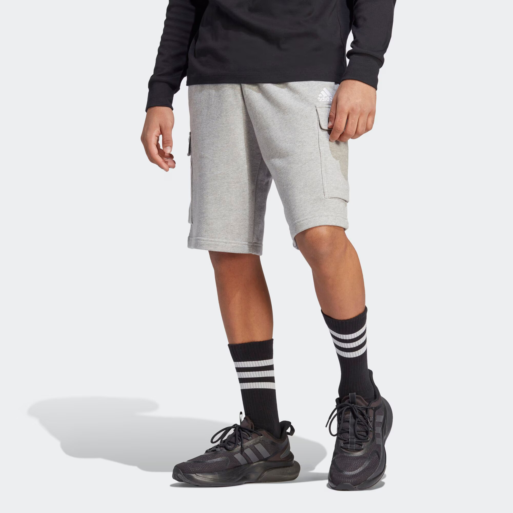 ADIDAS SPORTSWEAR Pantaloni sport 'Essentials' gri amestecat / alb - Pled.ro