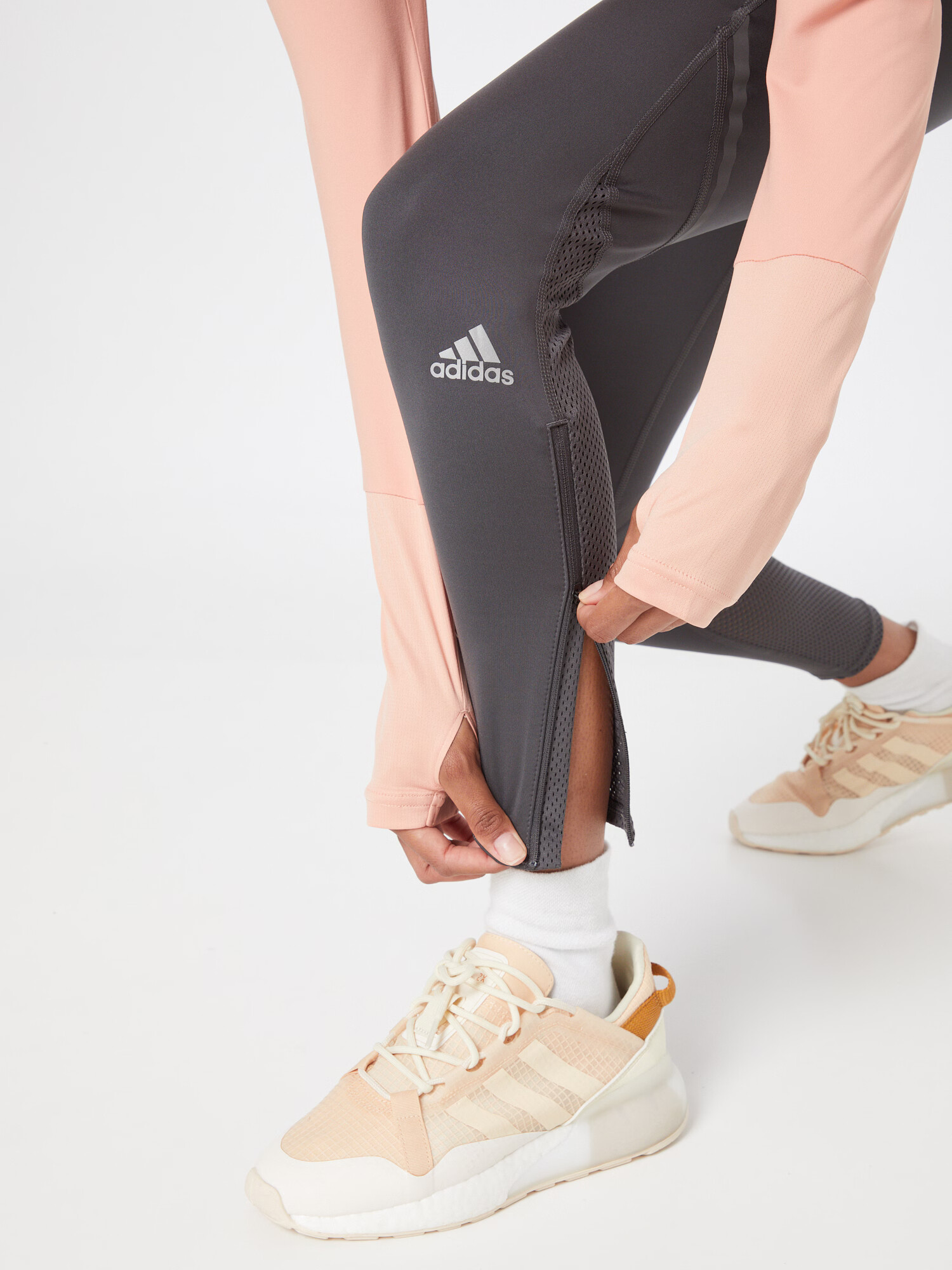 ADIDAS SPORTSWEAR Pantaloni sport 'How We Do' pământiu / alb - Pled.ro