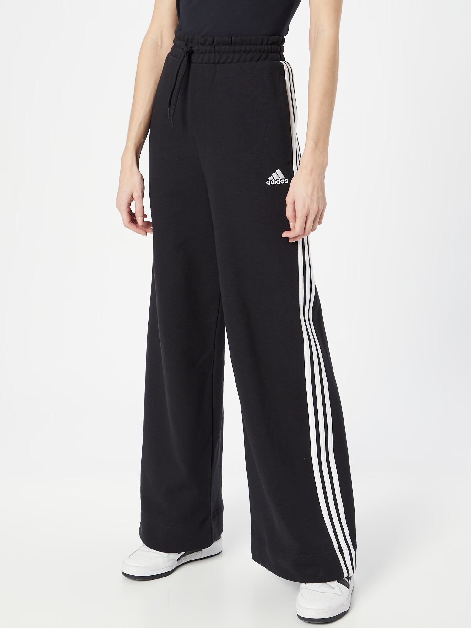 ADIDAS SPORTSWEAR Pantaloni sport 'Essentials 3-Stripes French Terry Wide' negru / alb - Pled.ro