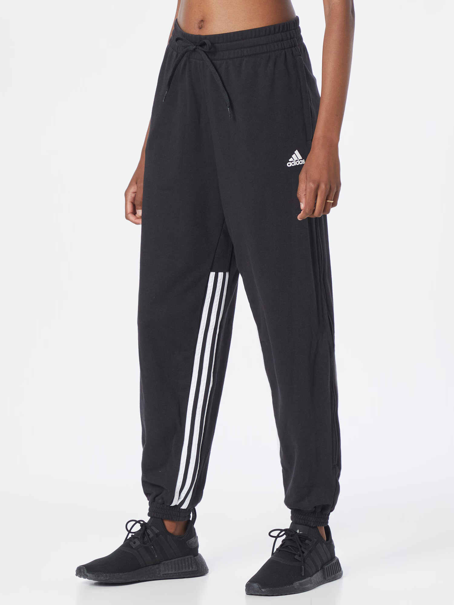 ADIDAS SPORTSWEAR Pantaloni sport 'Hyperglam 3-Stripes Cuffed With Side s' negru / alb - Pled.ro