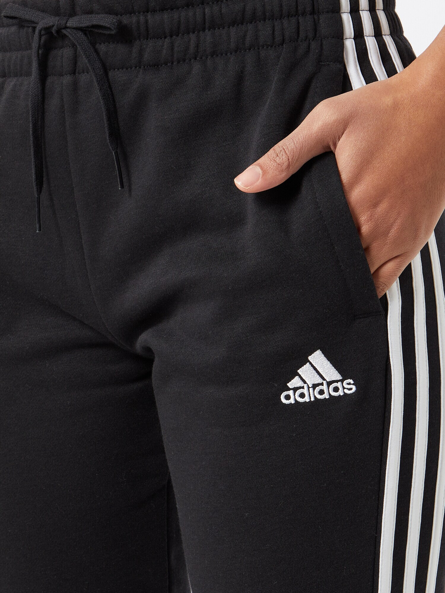 ADIDAS SPORTSWEAR Pantaloni sport 'Essentials Fleece 3-Stripes' negru / alb - Pled.ro