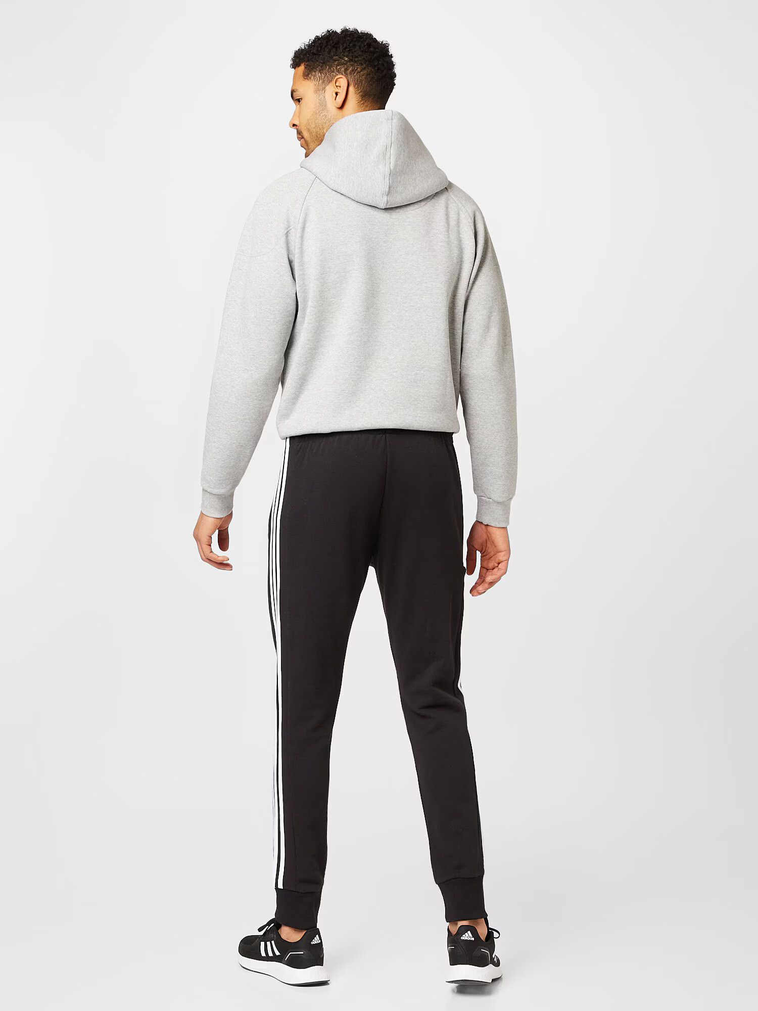 ADIDAS SPORTSWEAR Pantaloni sport 'Essentials French Terry Tapered Cuff 3-Stripes' negru / alb - Pled.ro