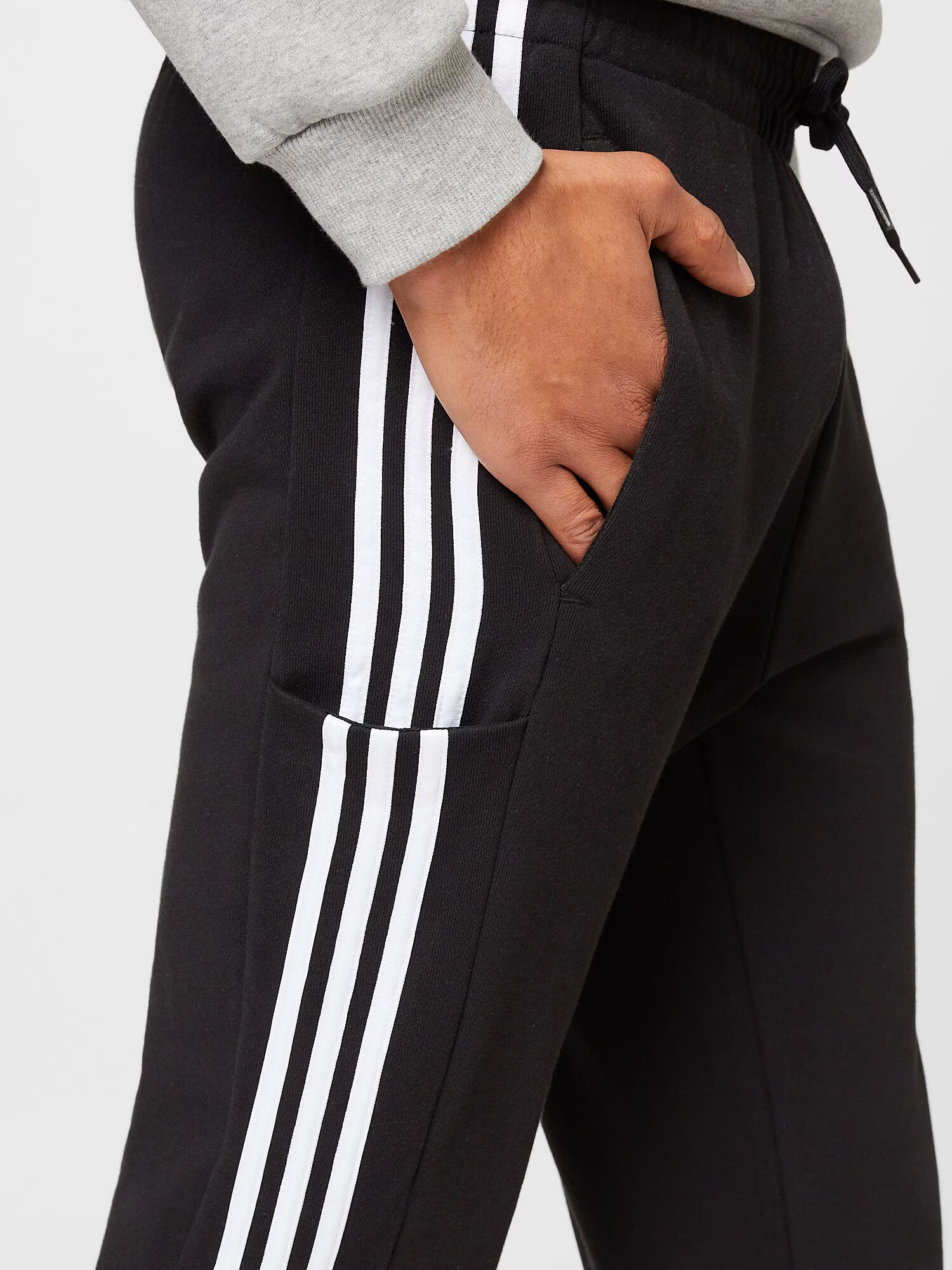 ADIDAS SPORTSWEAR Pantaloni sport 'Essentials French Terry Tapered Cuff 3-Stripes' negru / alb - Pled.ro