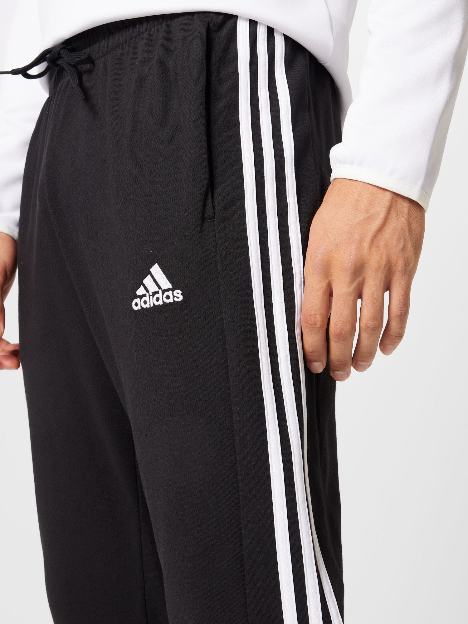 ADIDAS SPORTSWEAR Pantaloni sport 'Essentials Tapered Open Hem 3-Stripes' negru / alb - Pled.ro