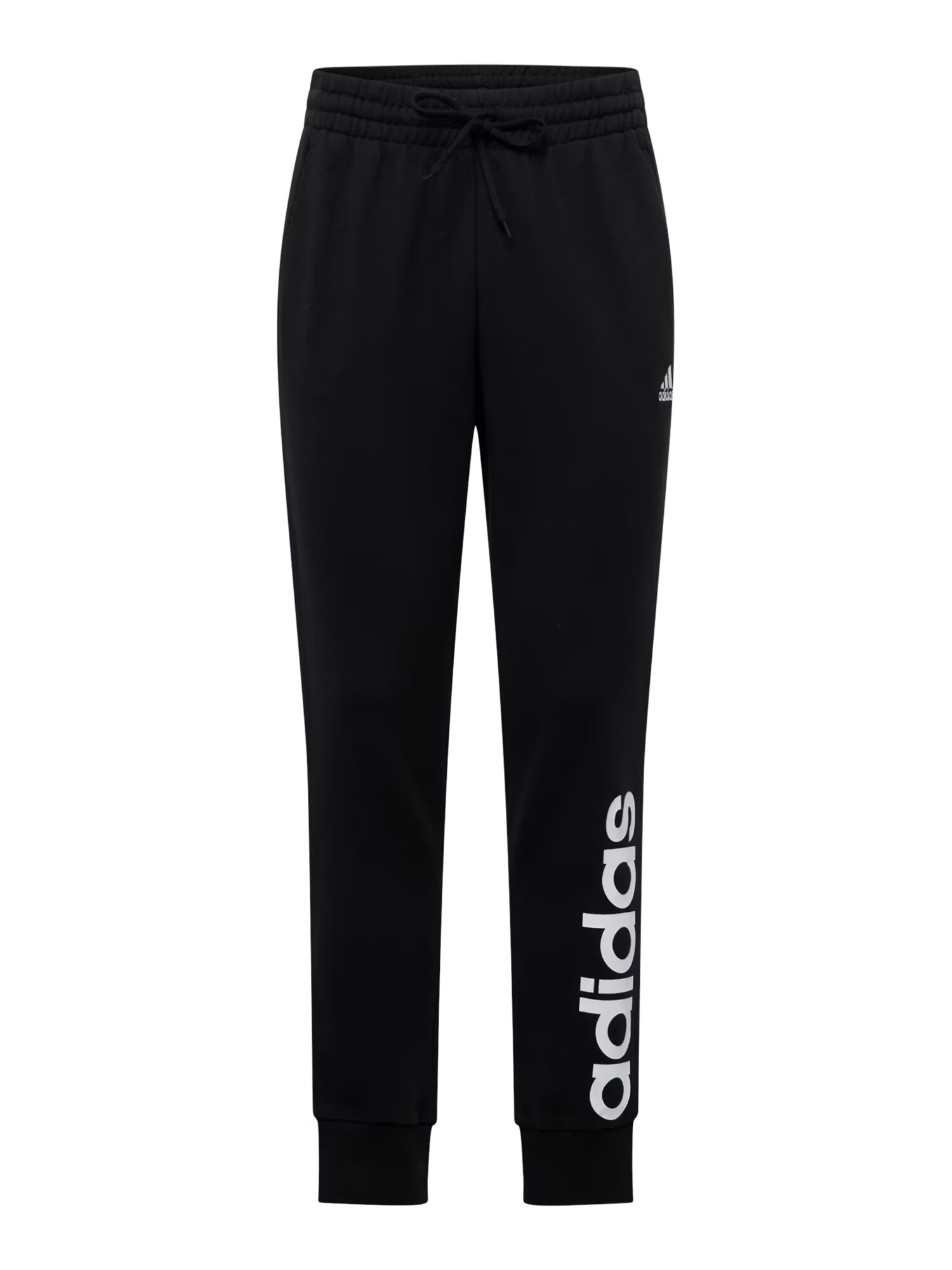 ADIDAS SPORTSWEAR Pantaloni sport 'Essentials French Terry Tapered Cuff Logo' negru / alb - Pled.ro