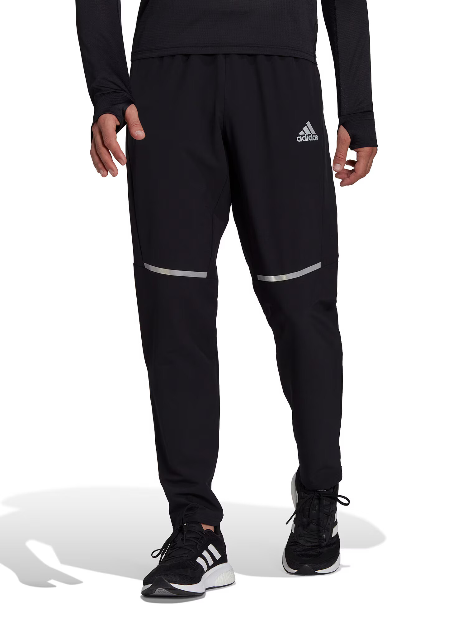 ADIDAS SPORTSWEAR Pantaloni sport 'Own The Run Soft Shell' negru / argintiu - Pled.ro