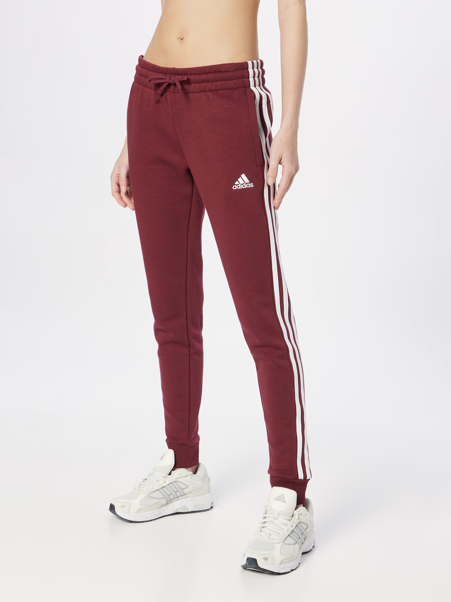 ADIDAS SPORTSWEAR Pantaloni sport 'Essentials' roșu burgundy / alb - Pled.ro