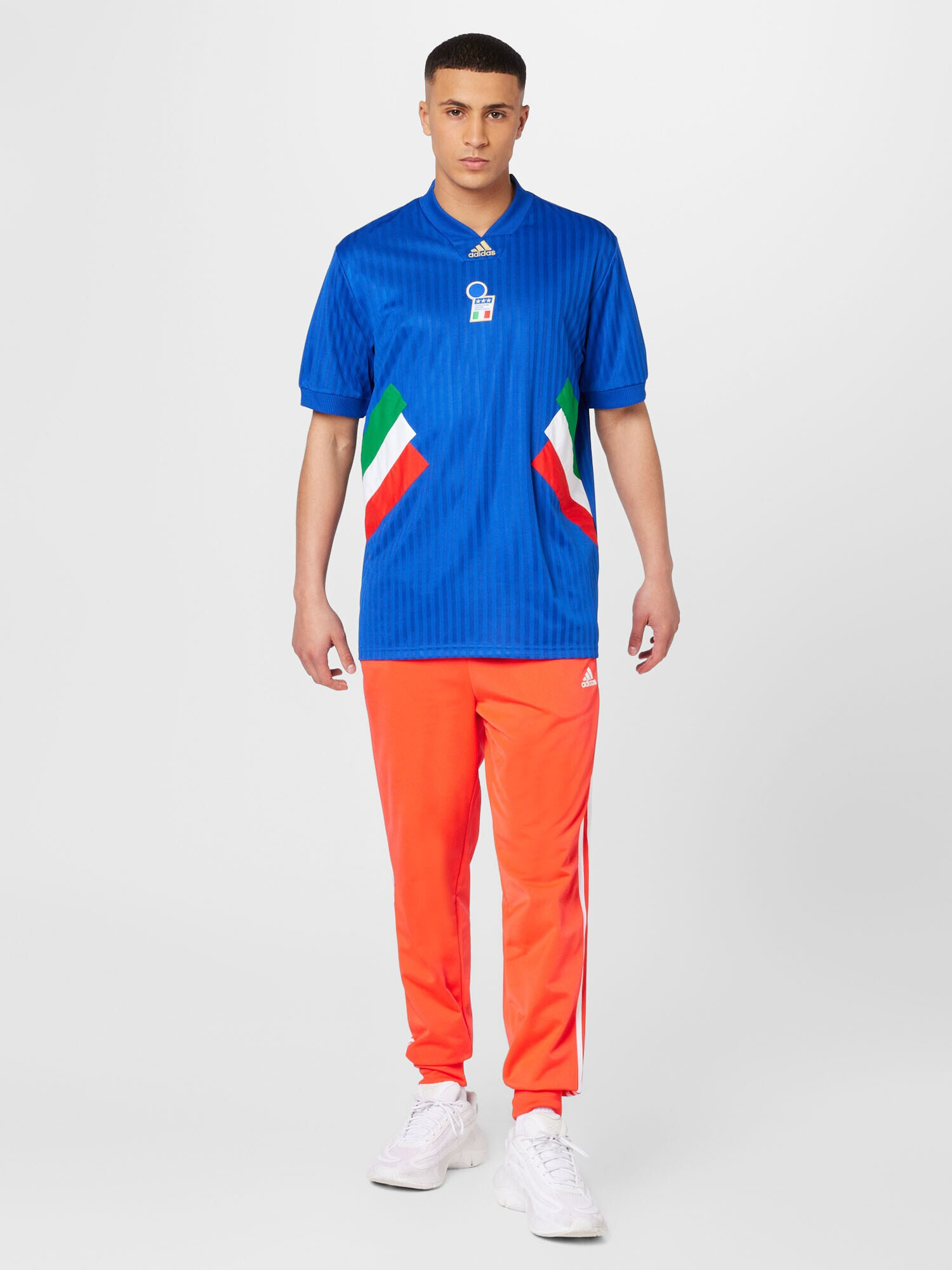 ADIDAS SPORTSWEAR Pantaloni sport 'Essentials Warm-Up Tapered 3-Stripes' roșu orange / alb - Pled.ro