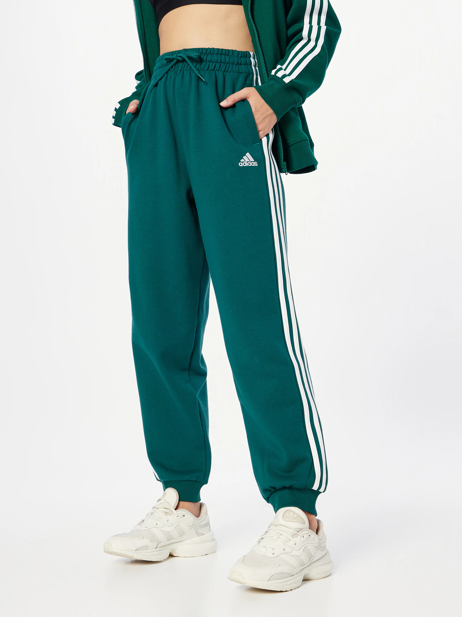 ADIDAS SPORTSWEAR Pantaloni sport 'Essentials' verde smarald / alb - Pled.ro