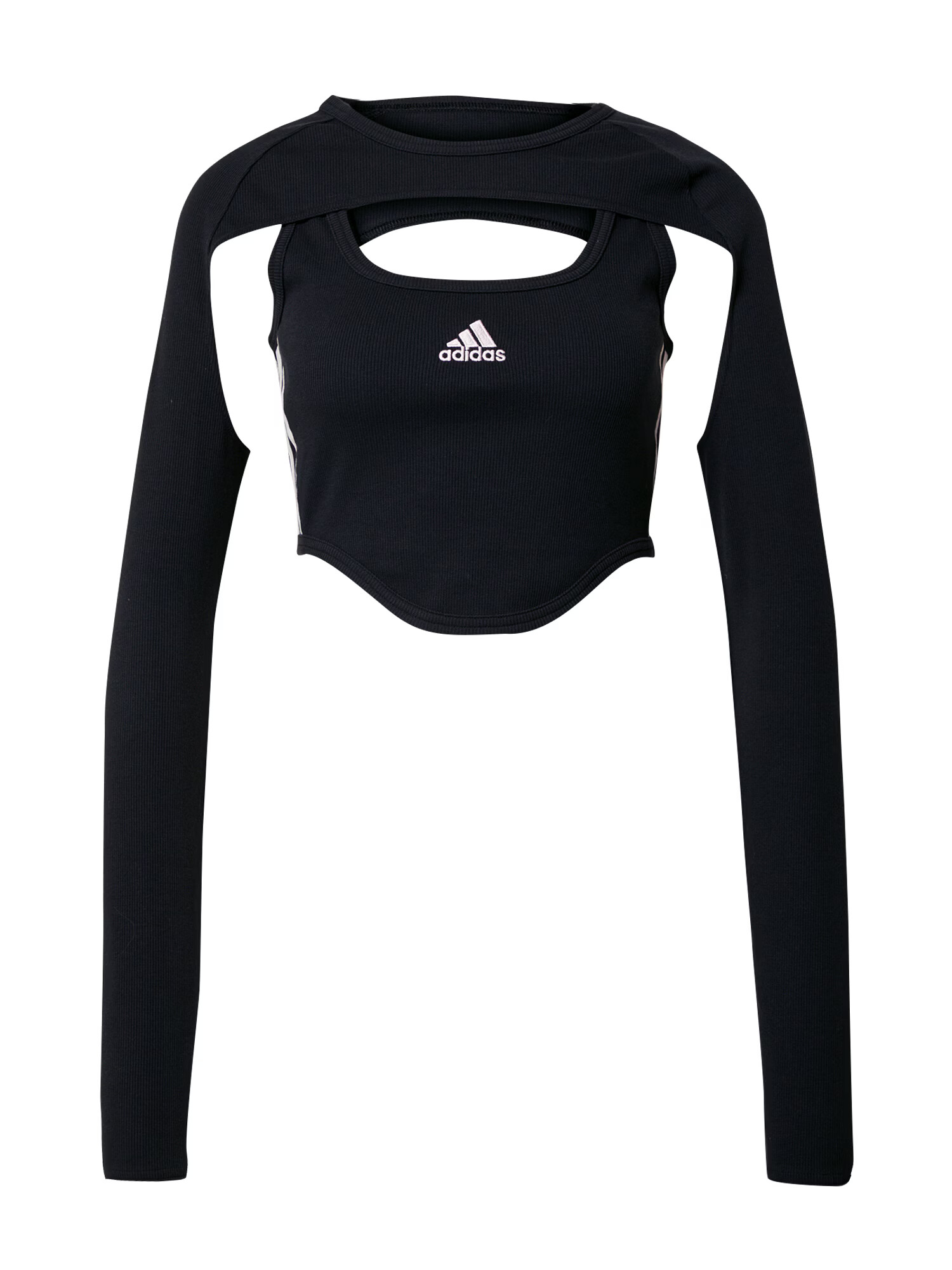 ADIDAS SPORTSWEAR Sport top 'Dance 3-Stripes Ribbed Fitted With Detachable Sleeves' negru / alb - Pled.ro