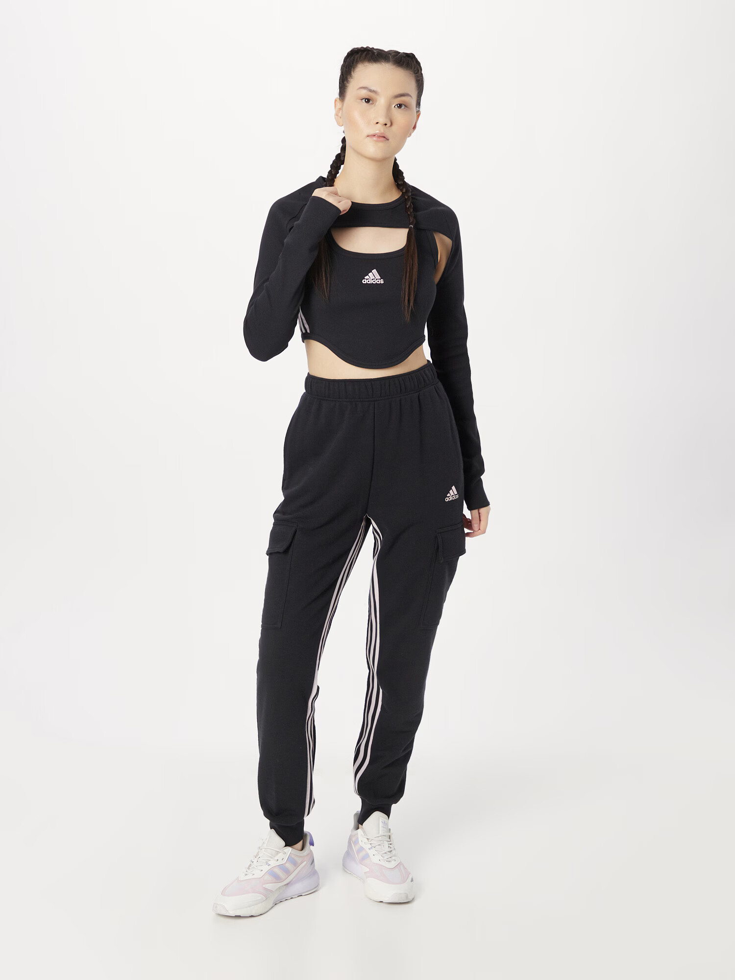 ADIDAS SPORTSWEAR Sport top 'Dance 3-Stripes Ribbed Fitted With Detachable Sleeves' negru / alb - Pled.ro